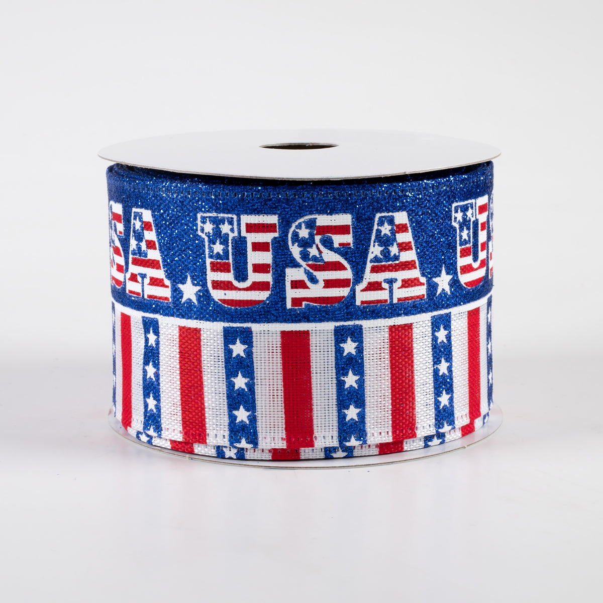 2.5" Stars & Stripes USA Flag Linen Ribbon (10 Yards) Item Number: 45323-40-74