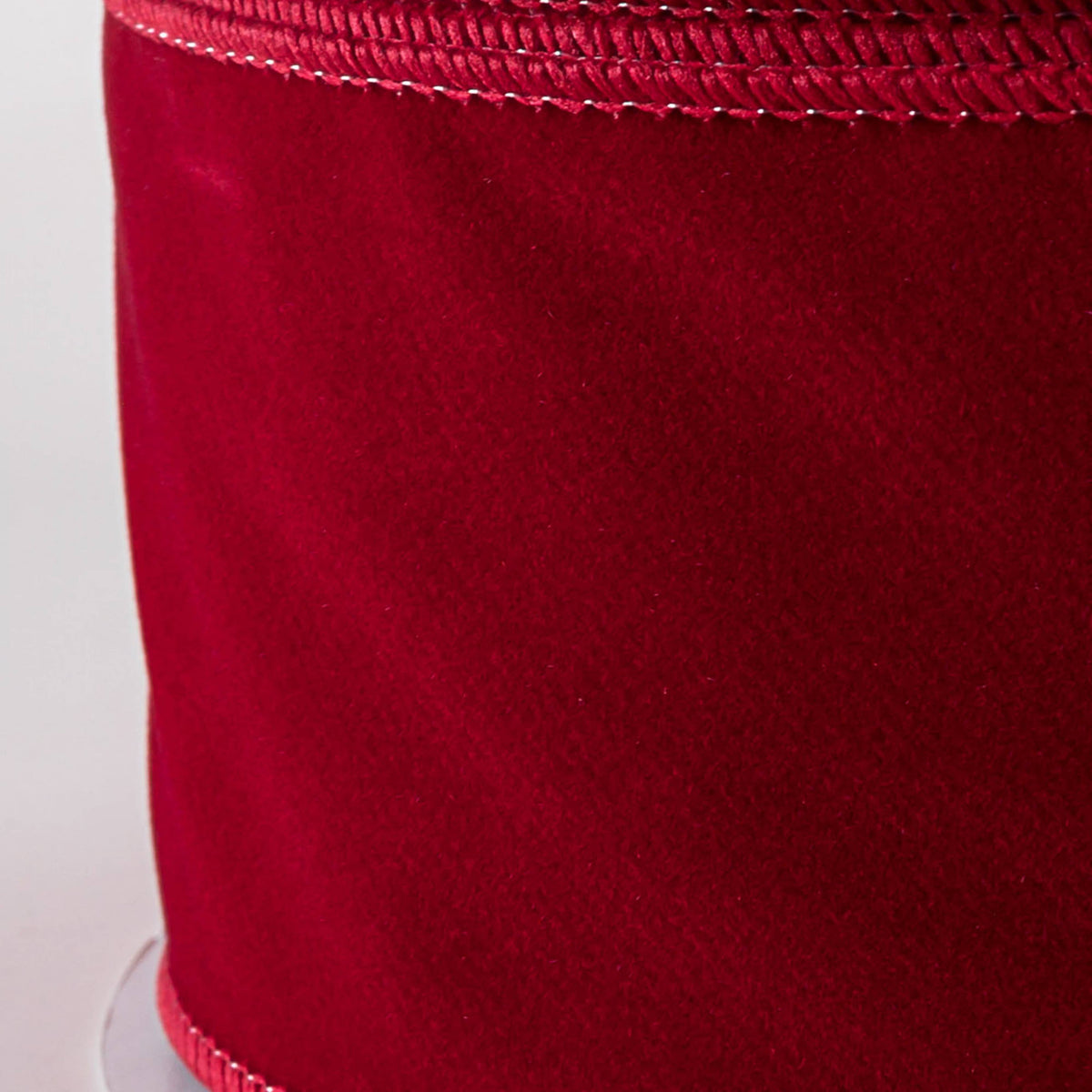 2.5" Stitched Edge Velvet Ribbon: Dark Red (50 Yards) detail photo 3