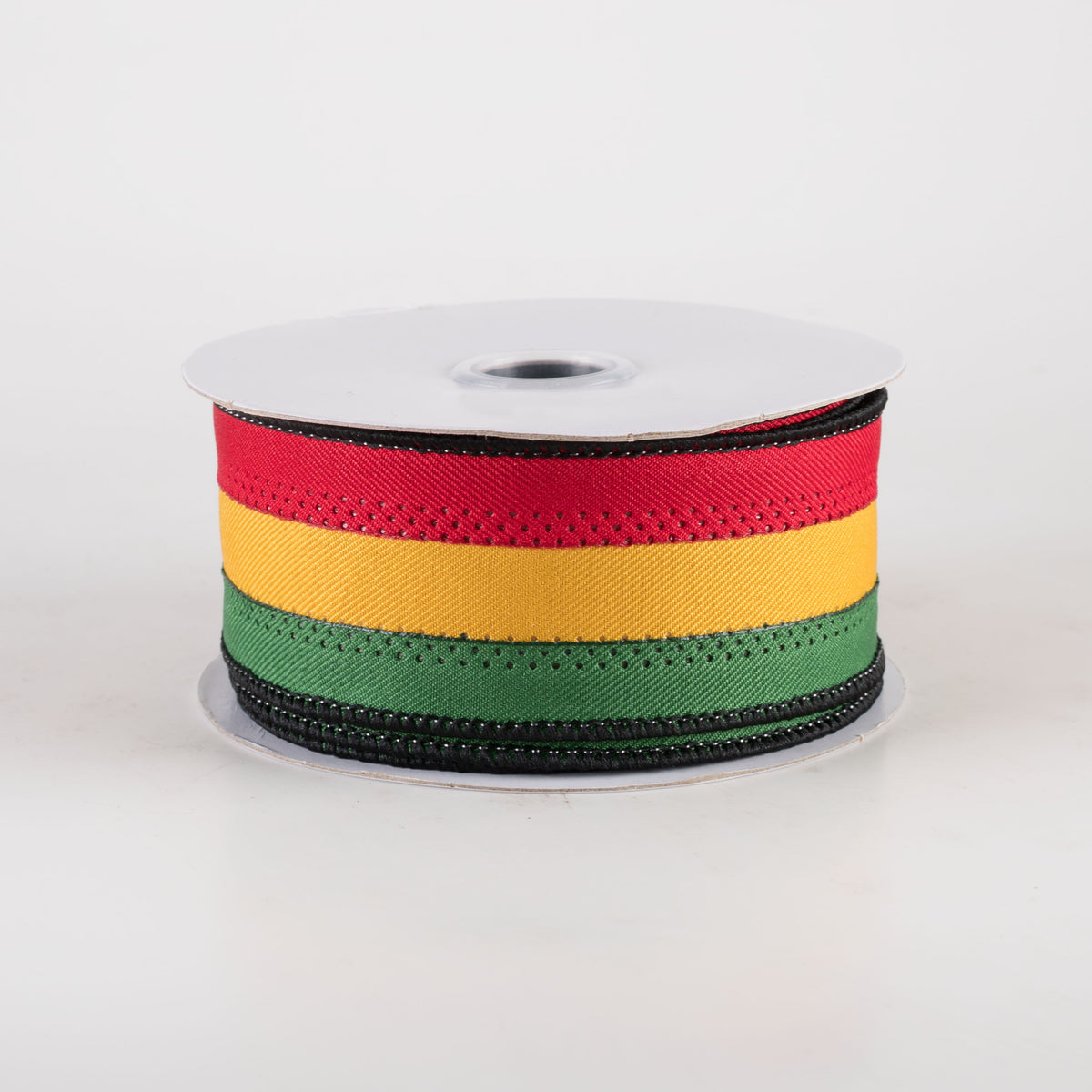 1.5" Stripe Ribbon: Black, Red, Green, Yellow (10 Yards)