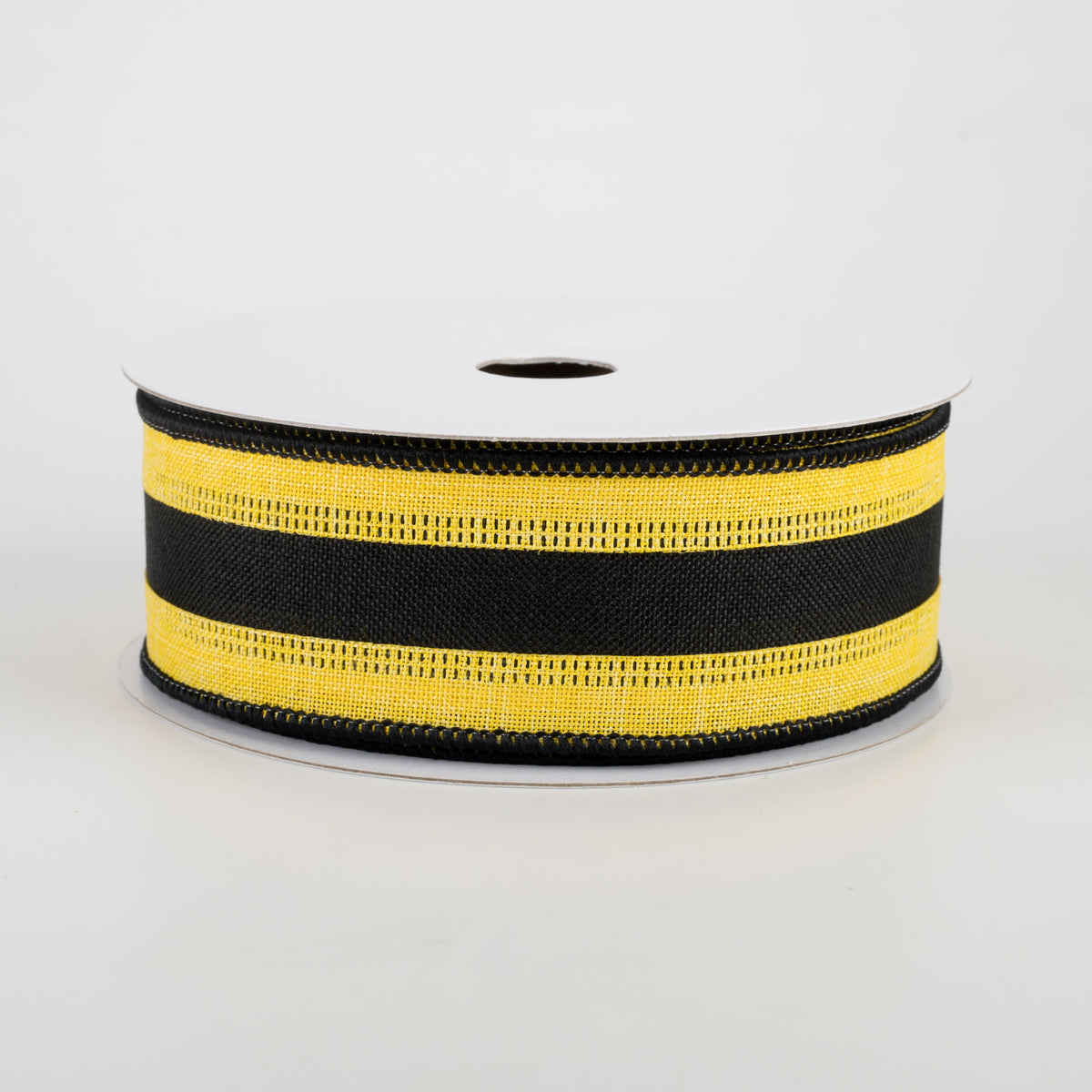 1.5" Stripe Ribbon: Sun Yellow & Black (10 Yards)
