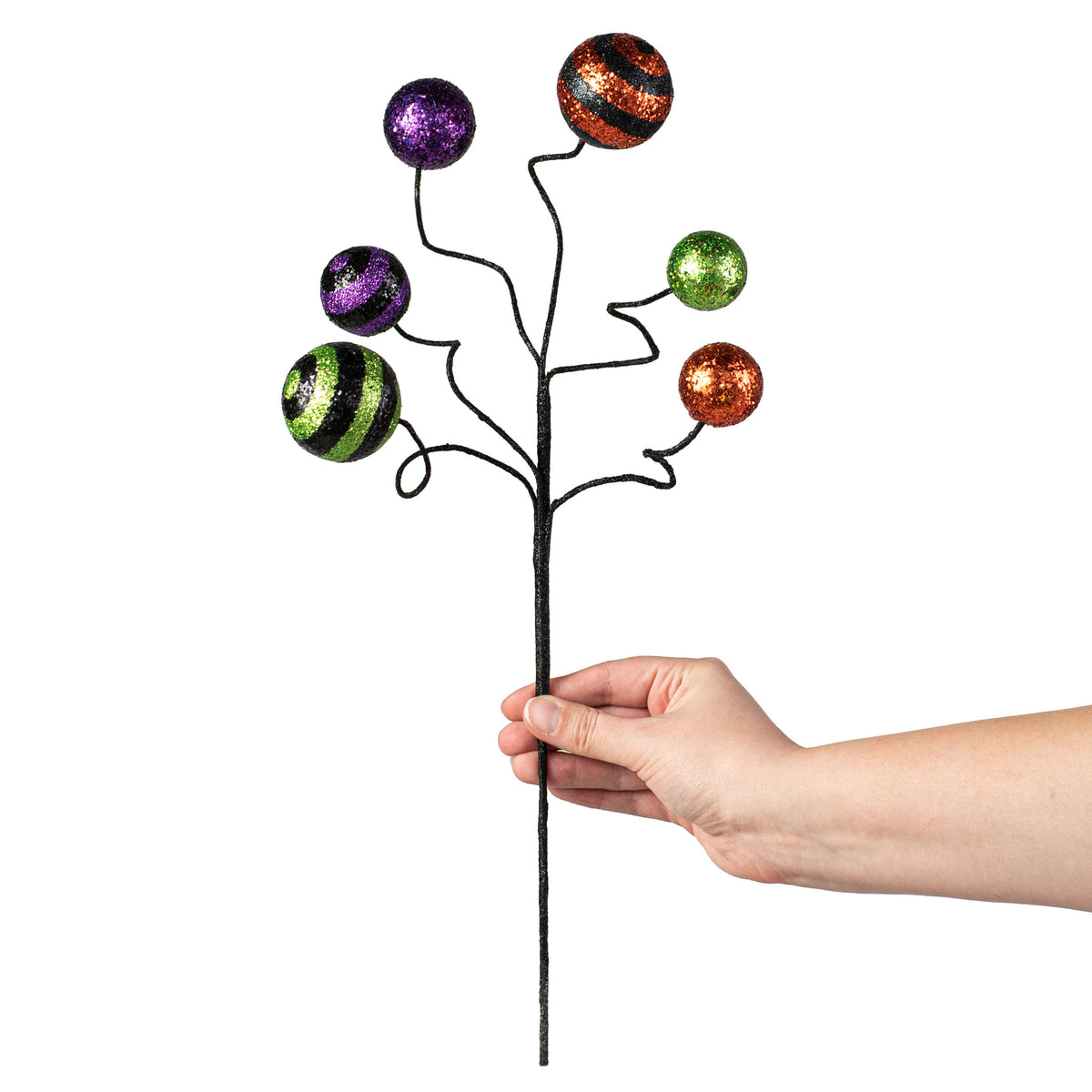 17" Stripe & Solid Glitter Ball Pick: Black, Copper, Lime, Purple detail photo 3