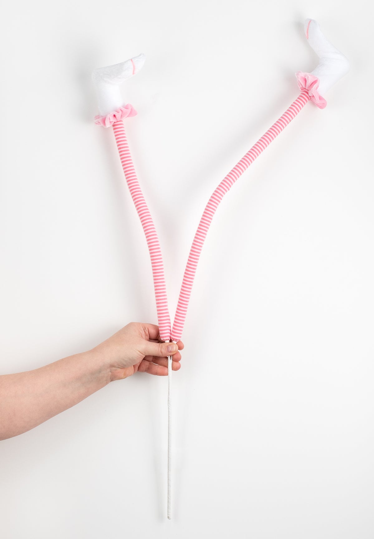 31" Striped Bunny Legs Pick: Pink & White detail photo 3
