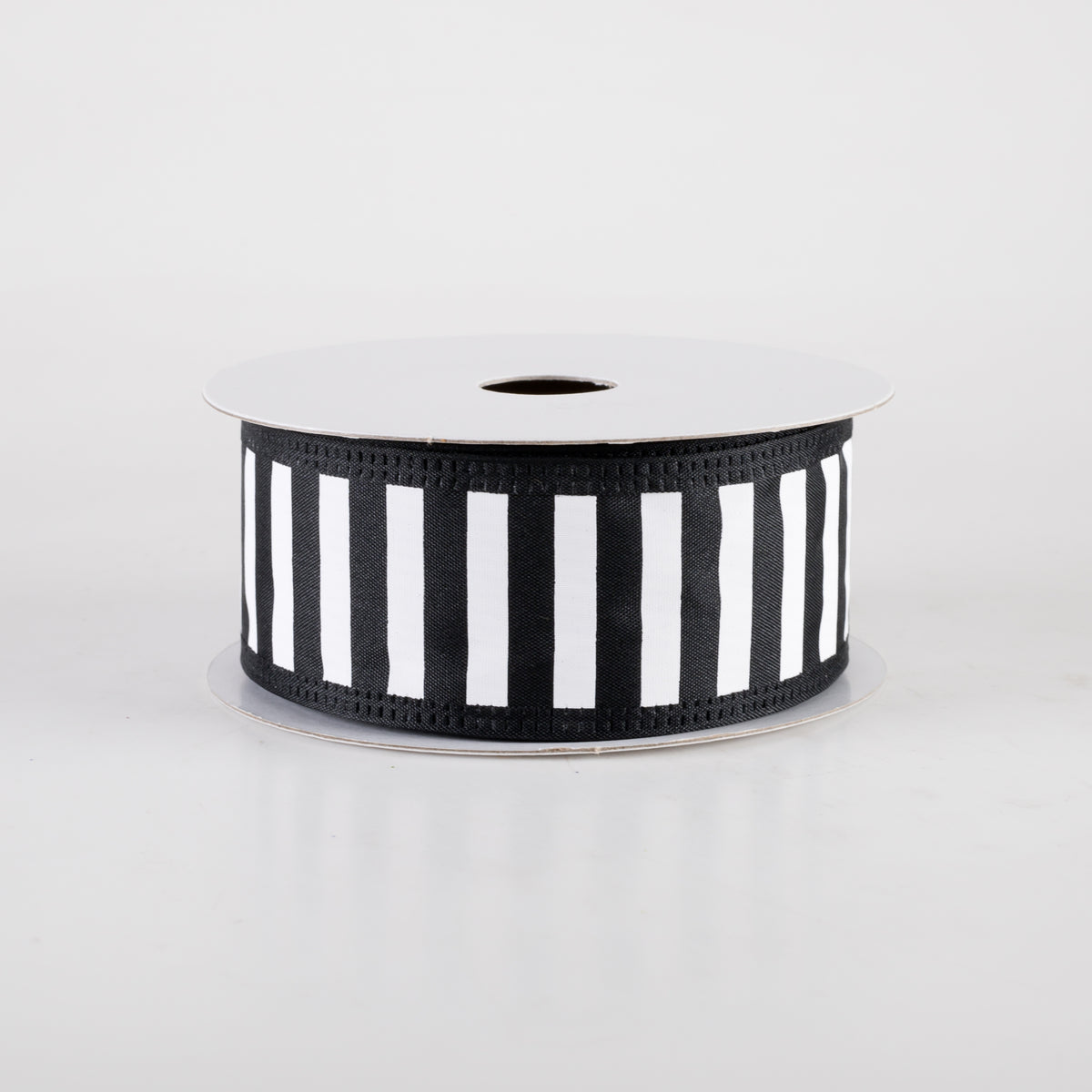 1.5" Stripes Ribbon: Black & White (10 Yards)