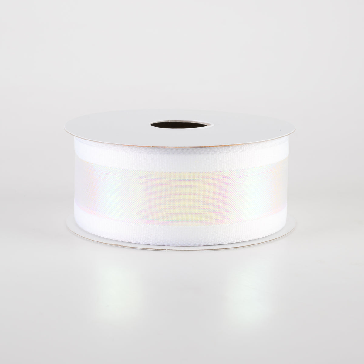 1.5" Super Iridescent Sheer with Grosgrain Edge Ribbon: White (10 Yards) Item Number: 37456-09-01