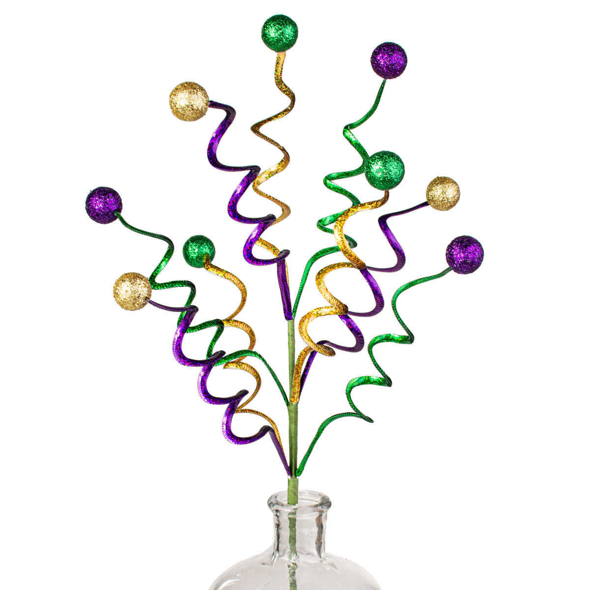 26" Swirl Sequin Glitter Ball Spray: Purple, Green, Gold Item Number: XS605734
