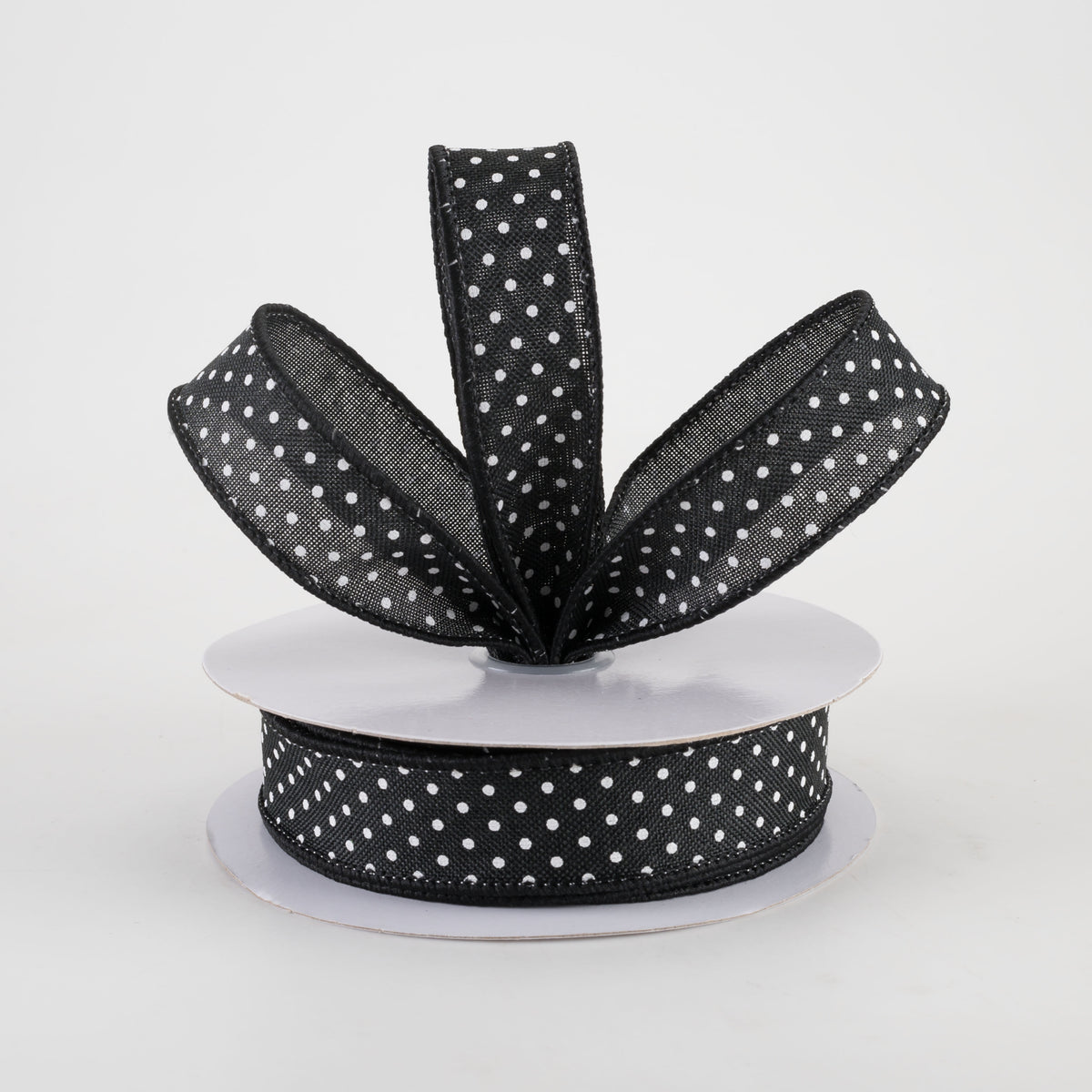 7/8" Swiss Dots Ribbon: Black & White (10 Yards) Lifestyle Photo