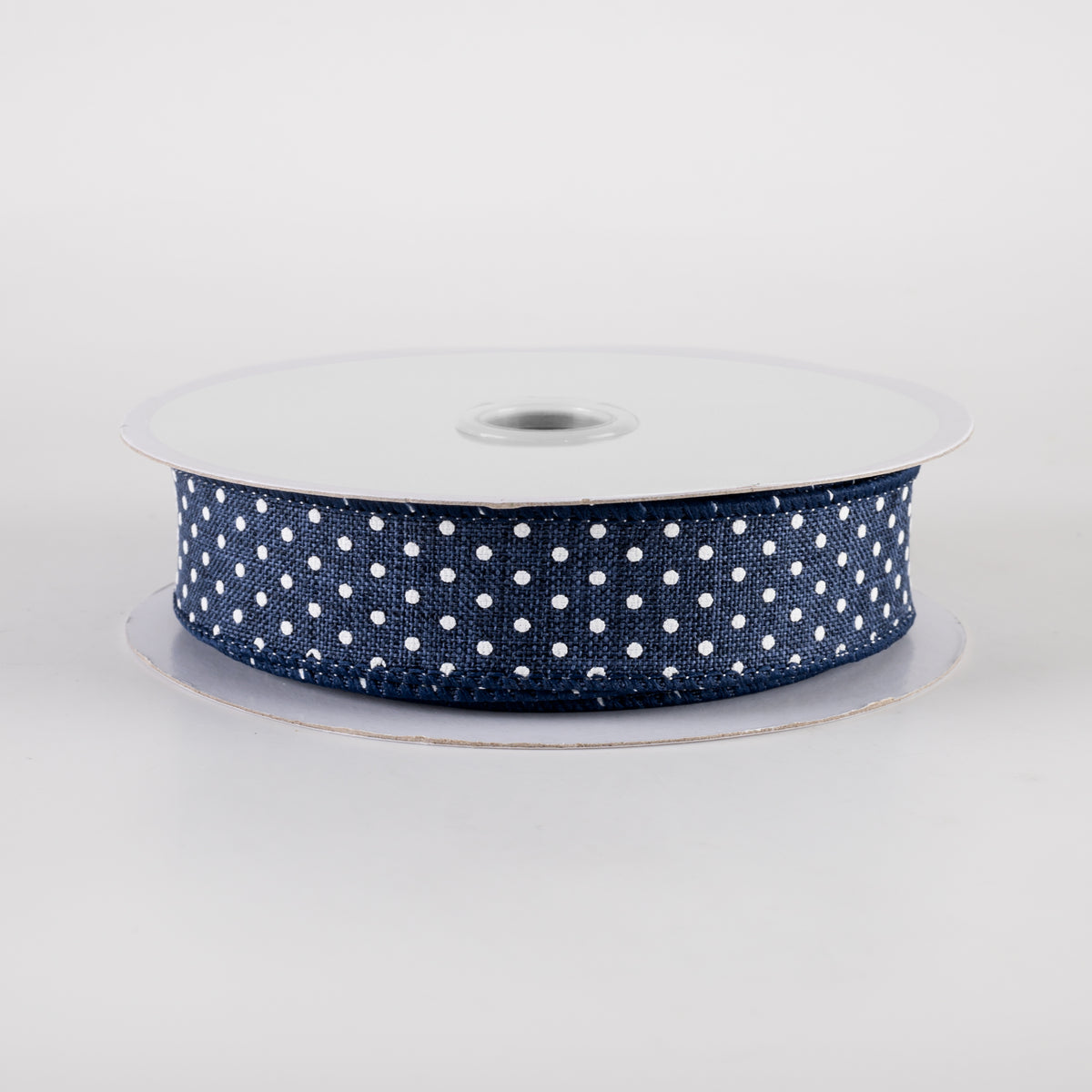 7/8" Swiss Dots Ribbon: Navy Blue & White (10 Yards)
