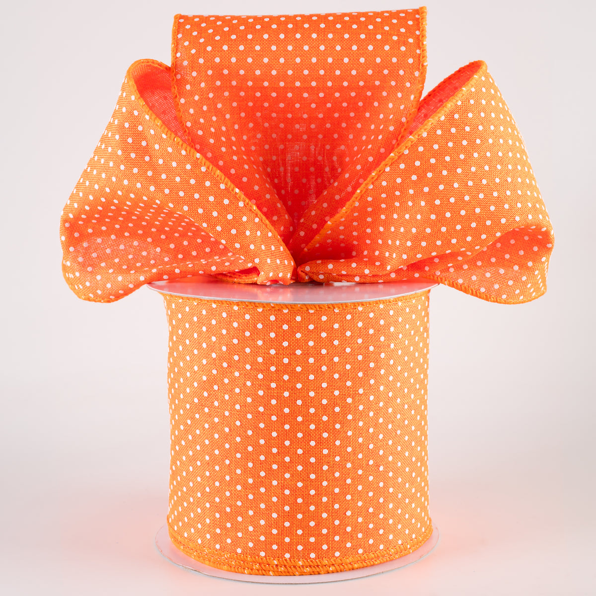 4" Swiss Dots Ribbon: New Orange & White (10 Yards) Lifestyle Photo
