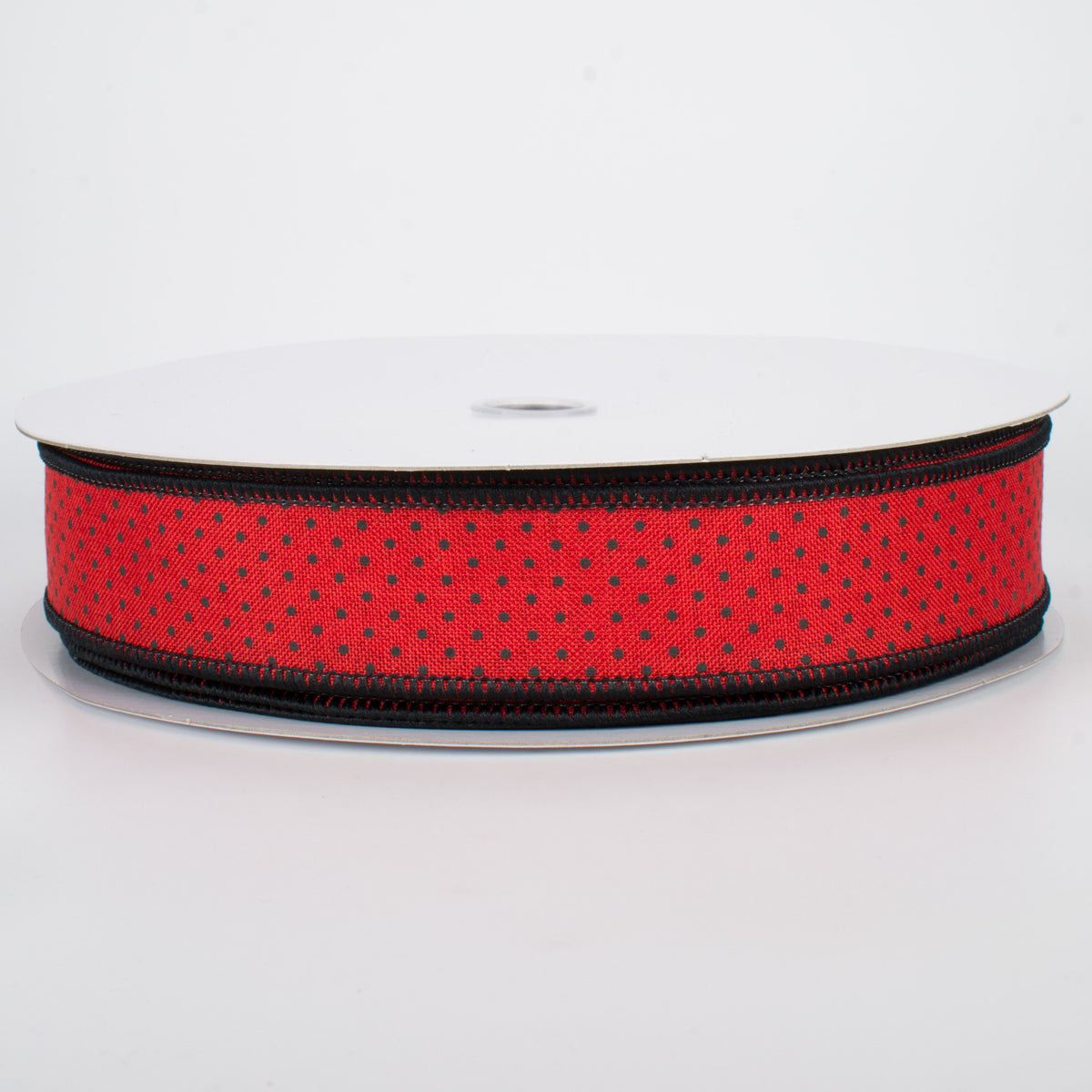 1.5" Swiss Dots Ribbon: Red & Black (50 Yards)