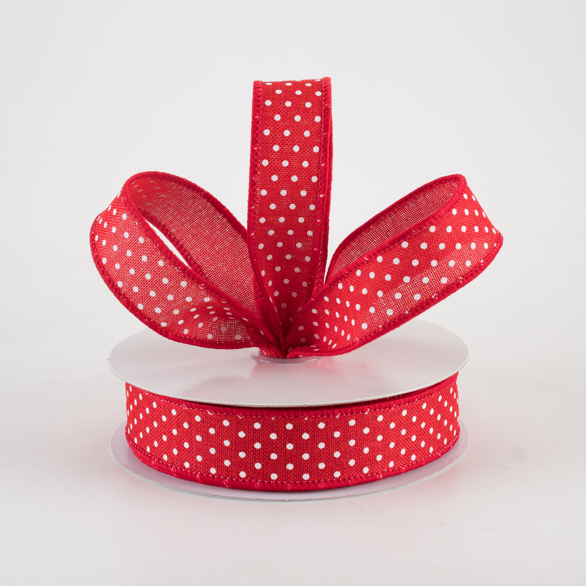 7/8" Swiss Dots Ribbon: Red & White (10 Yards) Lifestyle Photo