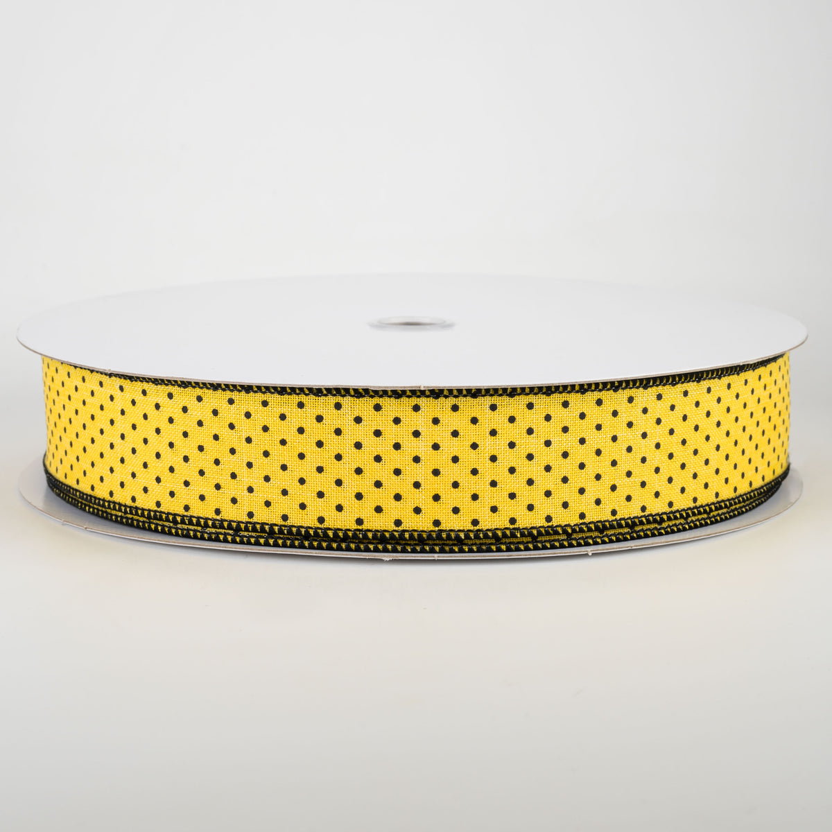 1.5" Swiss Dots Ribbon: Sun Yellow & Black (50 Yards)