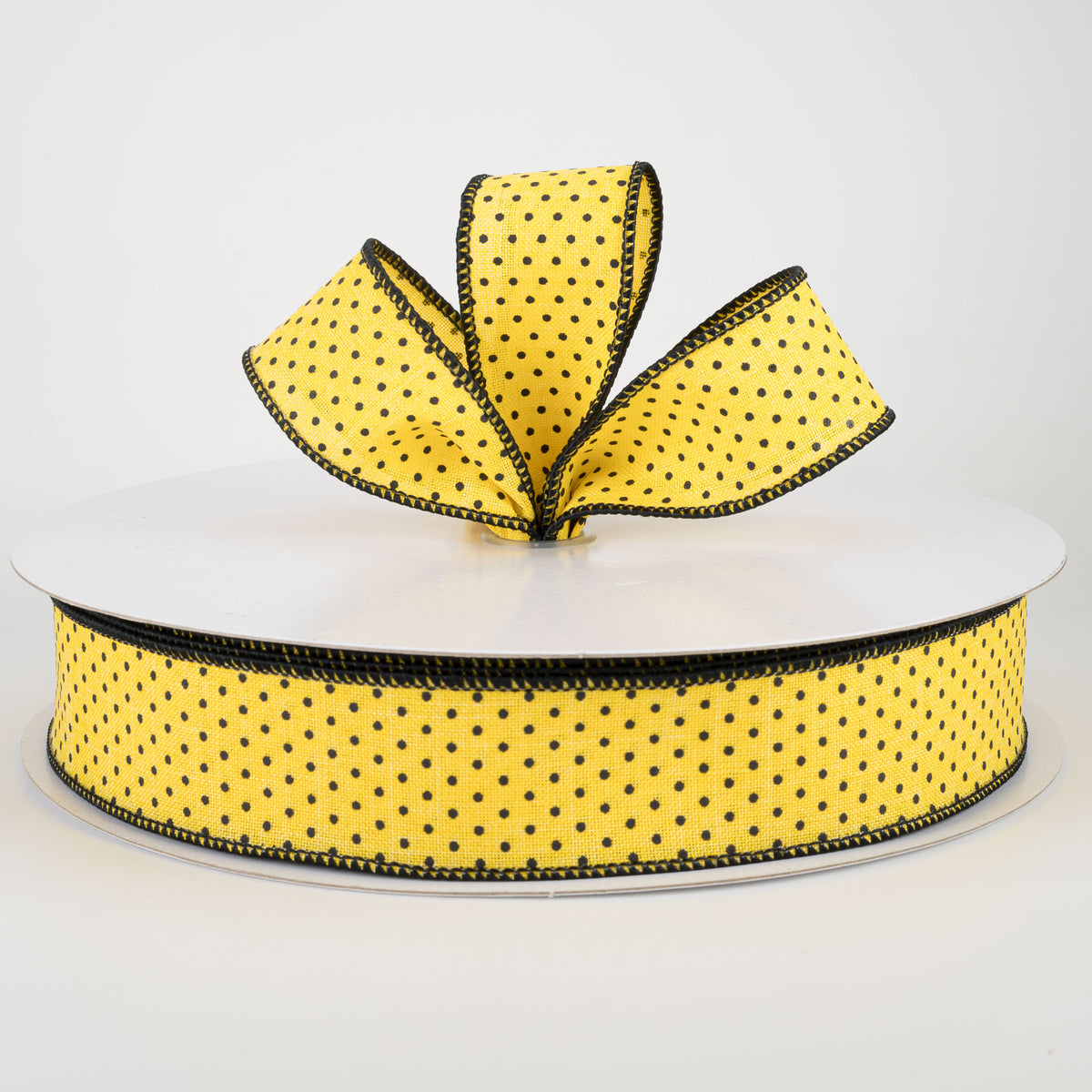 1.5" Swiss Dots Ribbon: Sun Yellow & Black (50 Yards) Lifestyle Photo