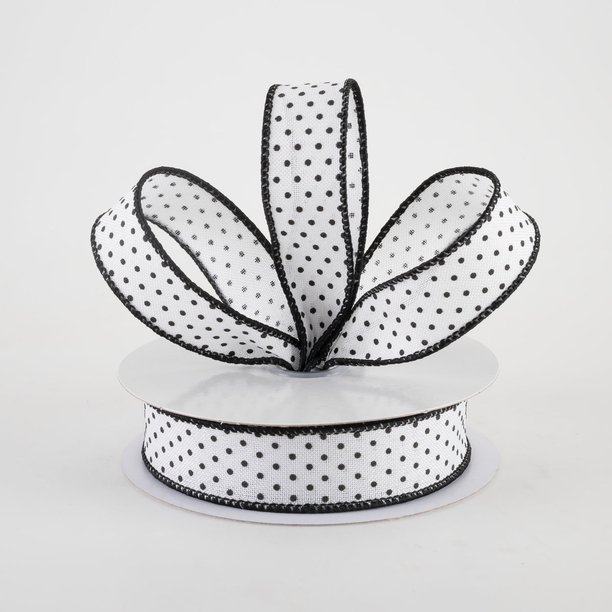 7/8" Swiss Dots Ribbon: White & Black (10 Yards) Lifestyle Photo