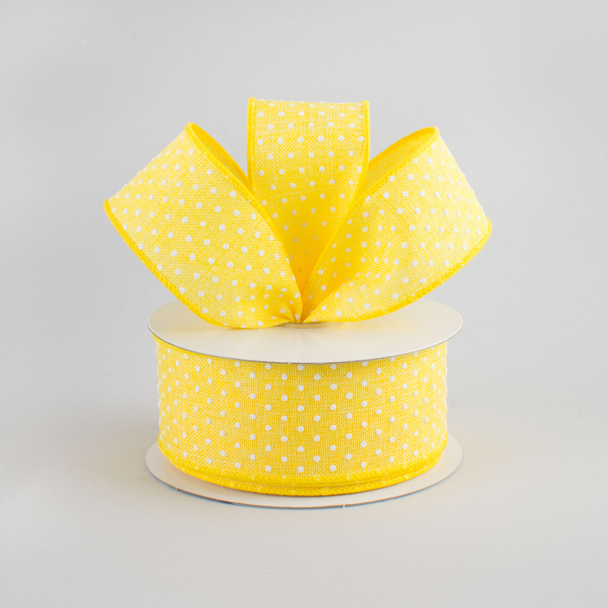 1.5" Swiss Dots Ribbon: Yellow & White (10 Yards) Lifestyle Photo