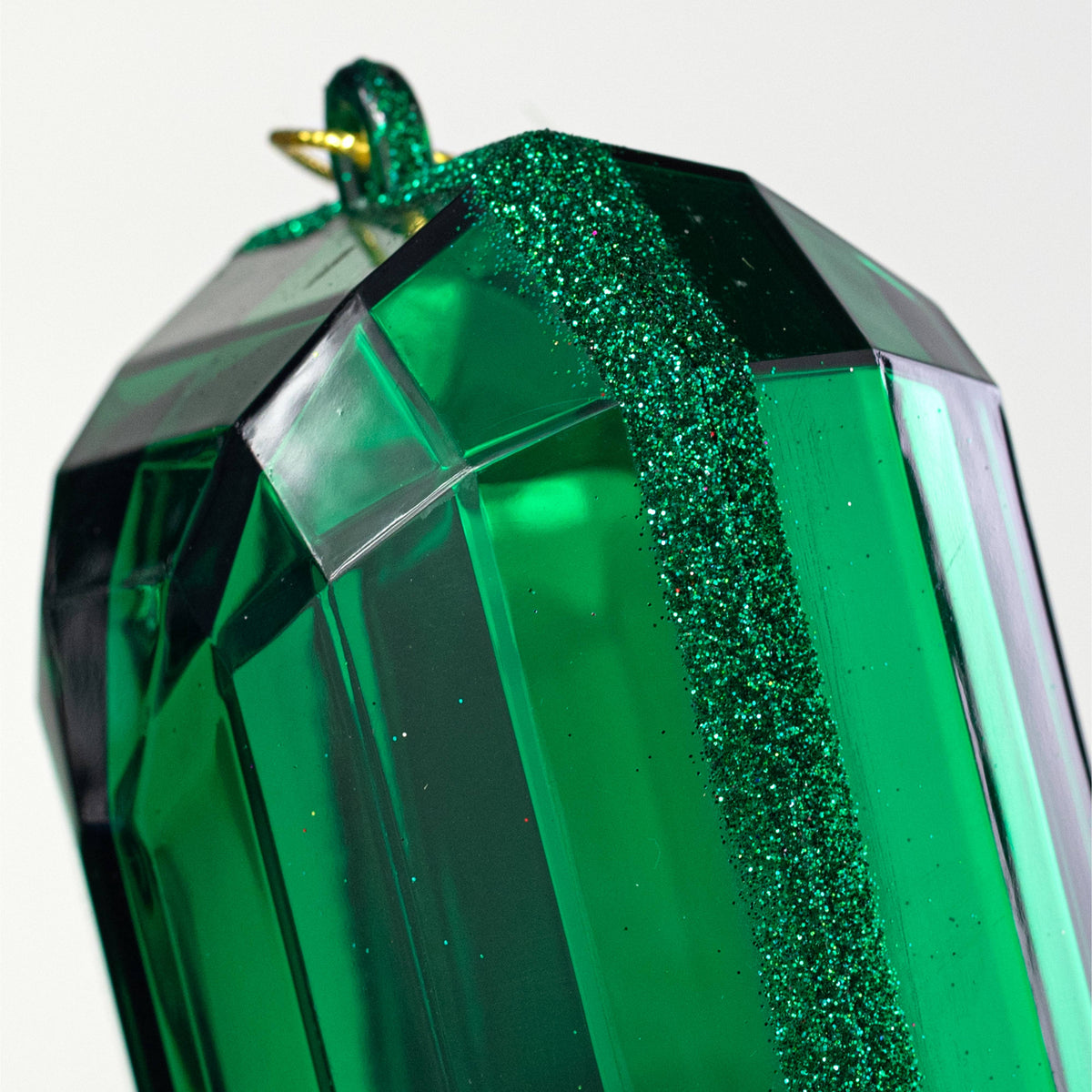 7.75" Tall Jewel Gem Ornament: Emerald Green detail photo 3