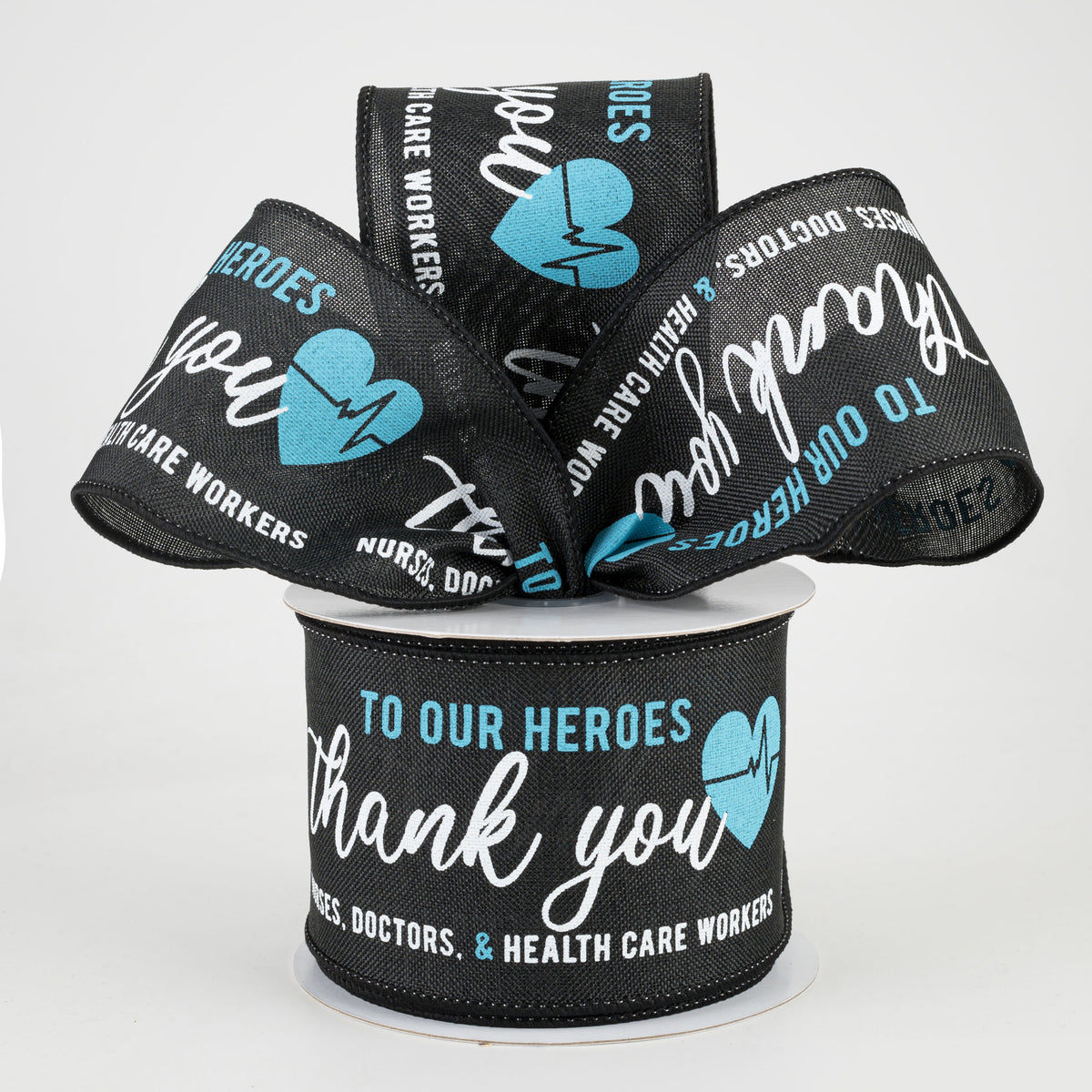 2.5" Thank You Health Care Heroes Ribbon: Black (10 Yards) Lifestyle Photo