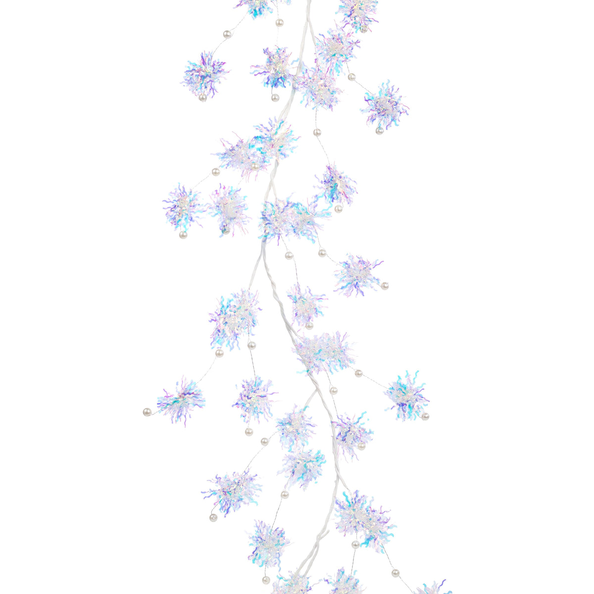 5' Tinsel Clusters & Pearls Garland: Iridescent Clear Item Number: 282223