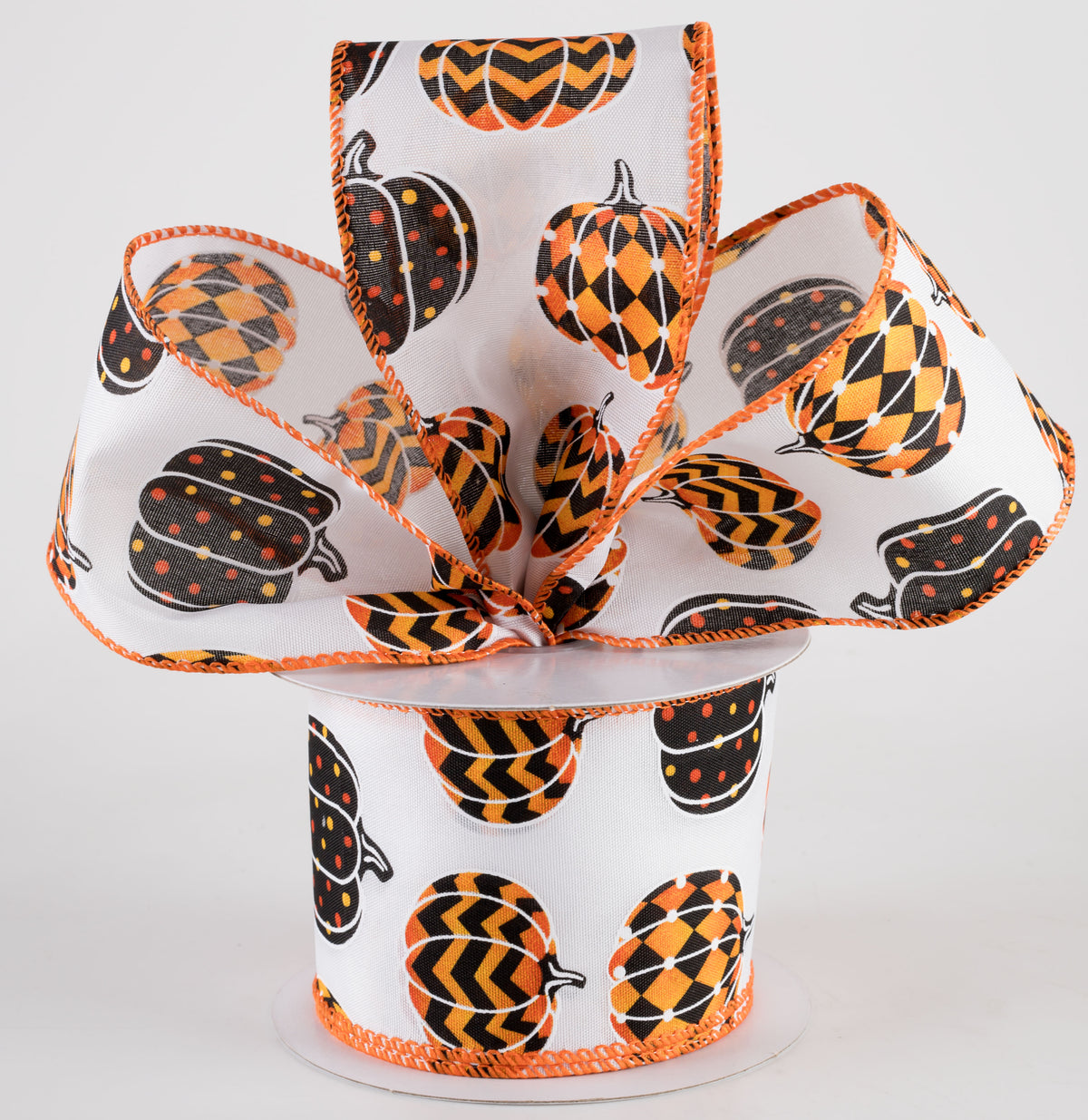 2.5" Trendy Pumpkins Ribbon: Orange, Yellow & Black (10 Yards) Lifestyle Photo
