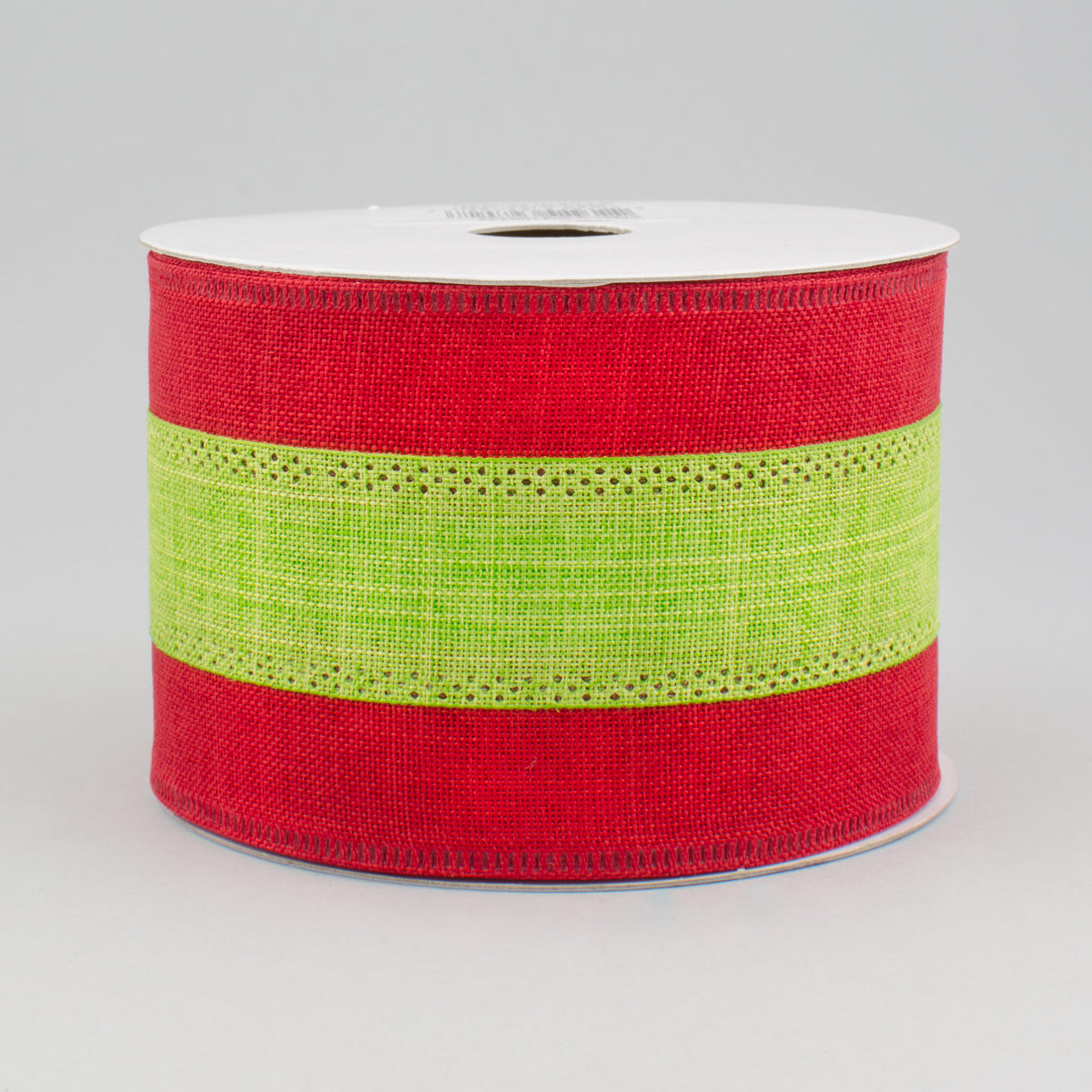 2.5" Tricolor Striped Ribbon: Red & Lime Green (10 Yards)