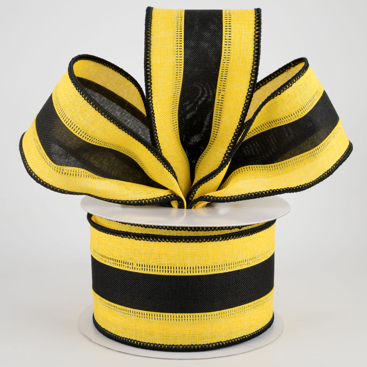 2.5" Tricolor Striped Ribbon: Sun Yellow & Black (10 Yards) Lifestyle Photo