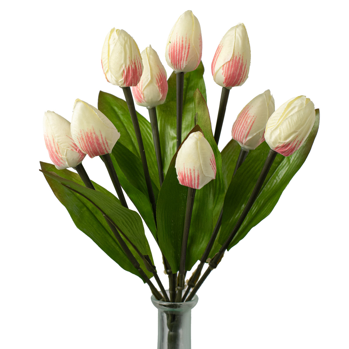 13" Tulip Bush: Cream & Pink (9 Stem) Item Number: 80310-CRPK