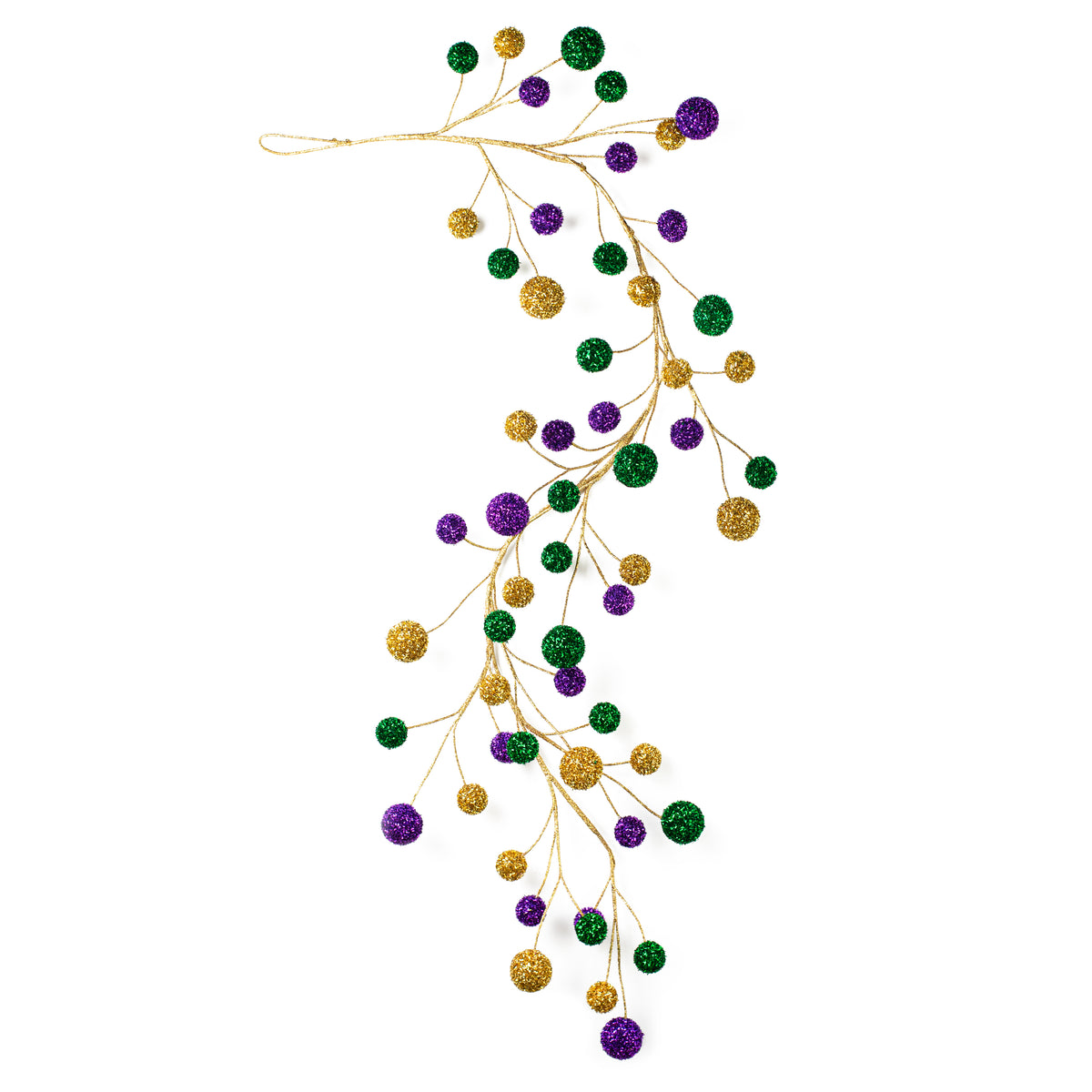 64" V-Cut Foil Ball Garland: Mardi Gras detail photo 3