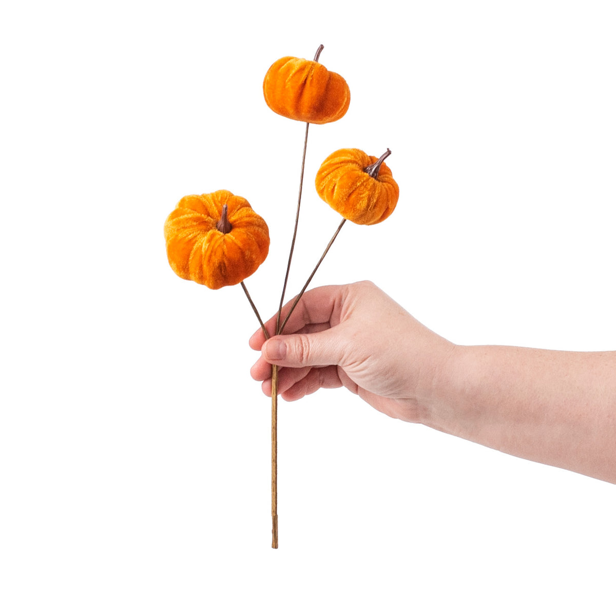 13" Velvet Mini Pumpkin Pick detail photo 3