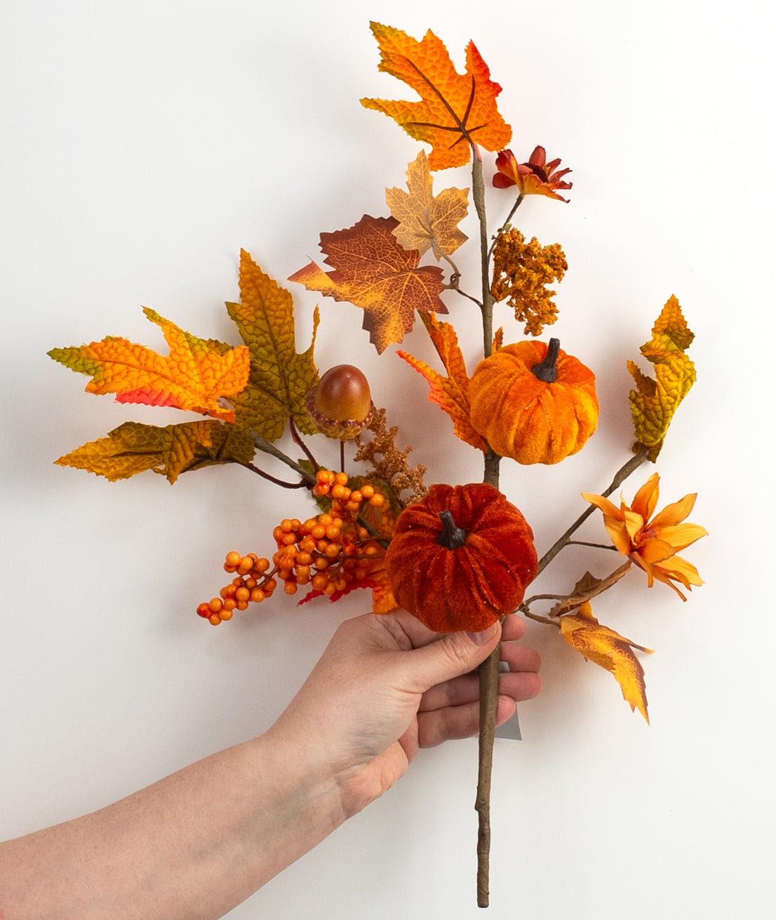 18' Velvet Pumpkin, Fall Leaves & Aster Flower Spray detail photo 3