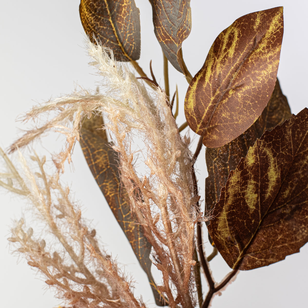 12" Velvet Pumpkin & Leaves Pick: Dark Brown detail photo 4