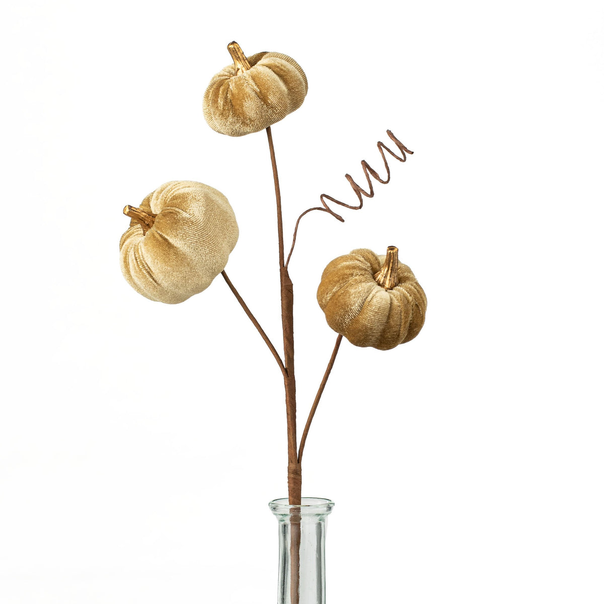 16" Velvet Pumpkin Pick: Brown Item Number: 56955BN