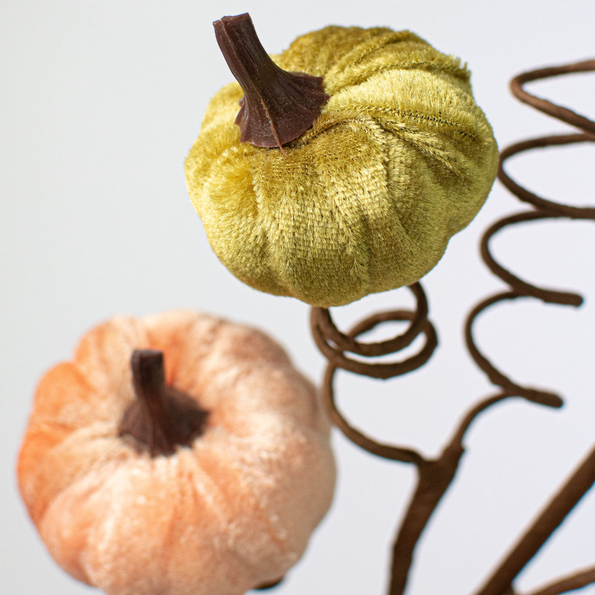 23" Velvet Pumpkin Spray: Light Orange, Green, Cream Lifestyle Photo