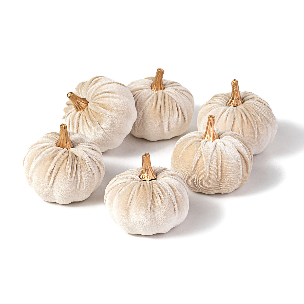 3" Velvet Pumpkins: Champagne (Set of 6) Item Number: 56795BE