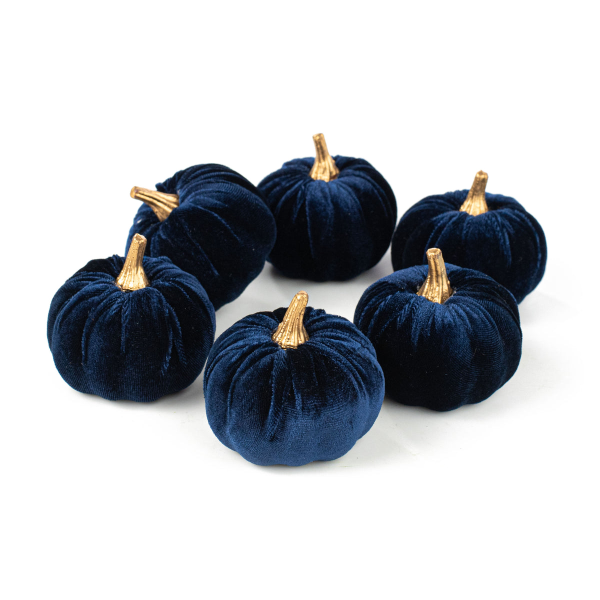 3" Velvet Pumpkins: Navy Blue (Set of 6) Item Number: 56795NVBL