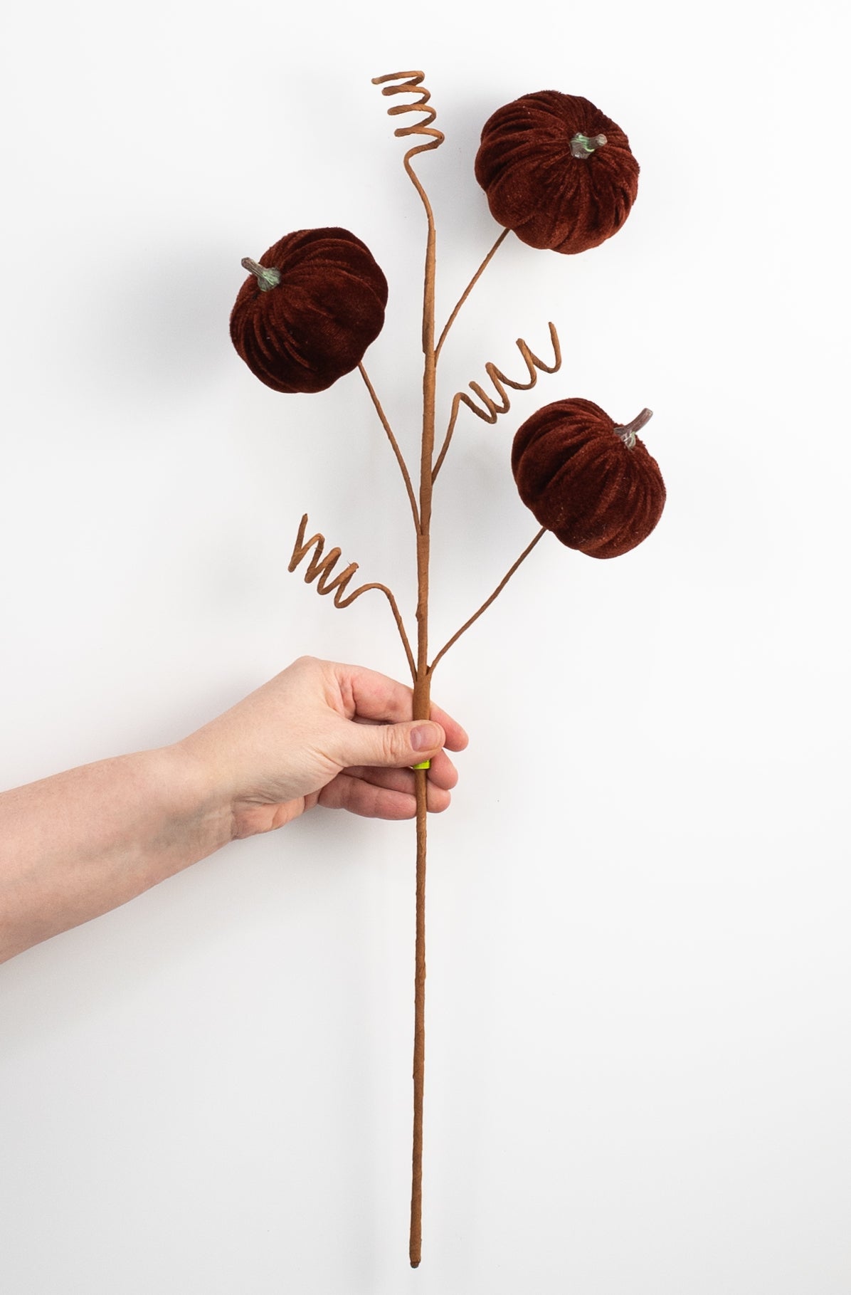 24" Velvet Pumpkins Spray: Chocolate Brown detail photo 3