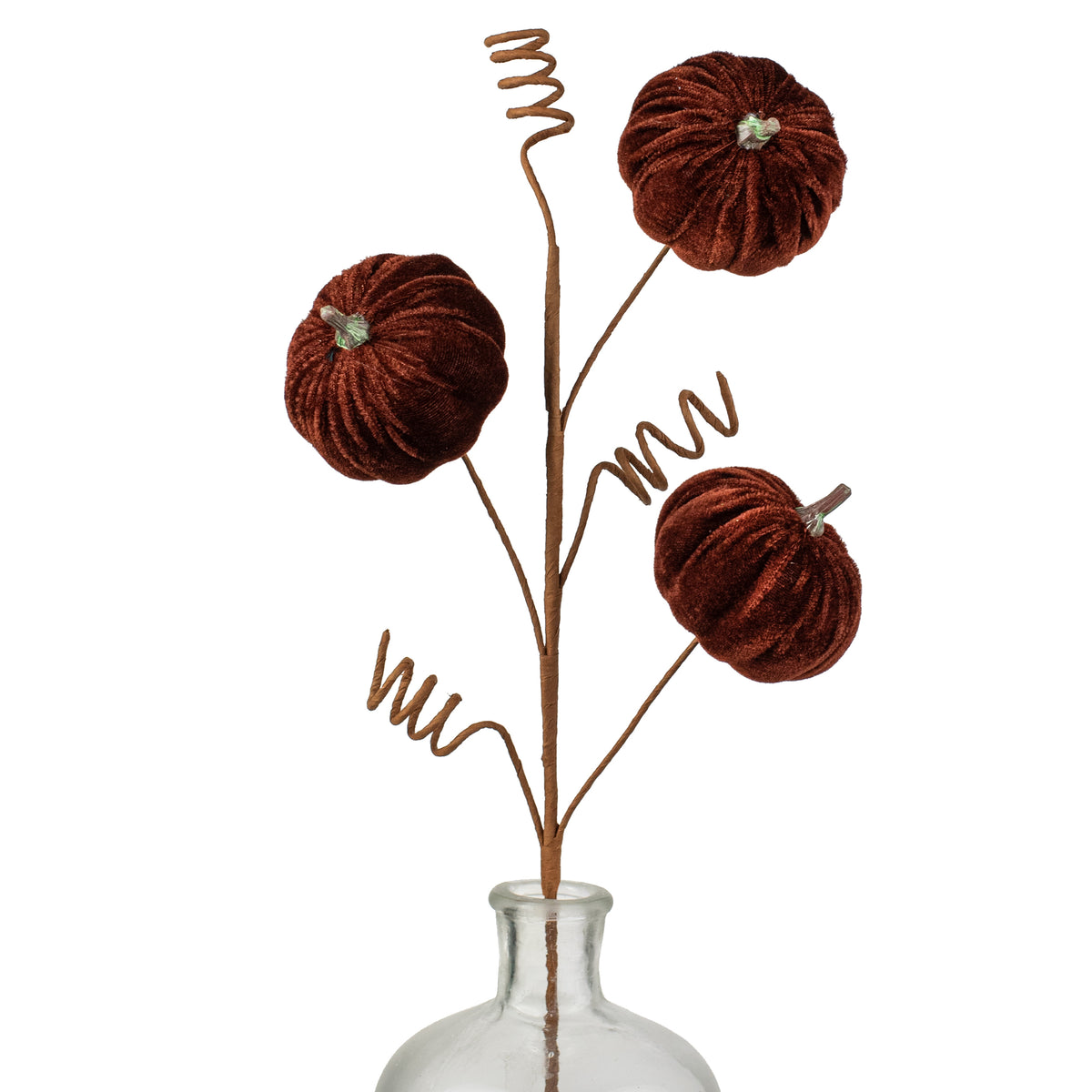 24" Velvet Pumpkins Spray: Chocolate Brown Item Number: 57077CHO