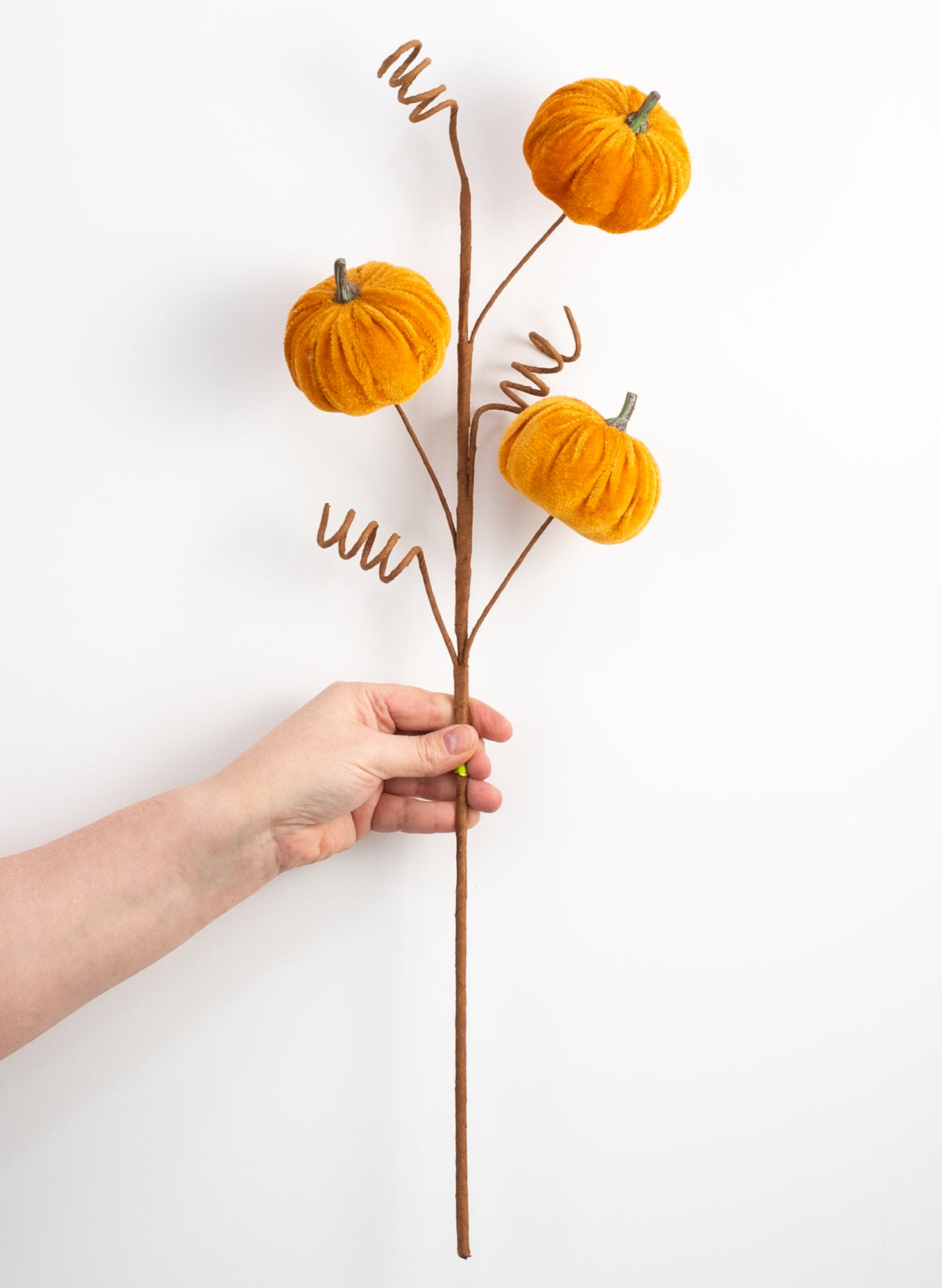 24" Velvet Pumpkins Spray: Harvest Orange detail photo 3