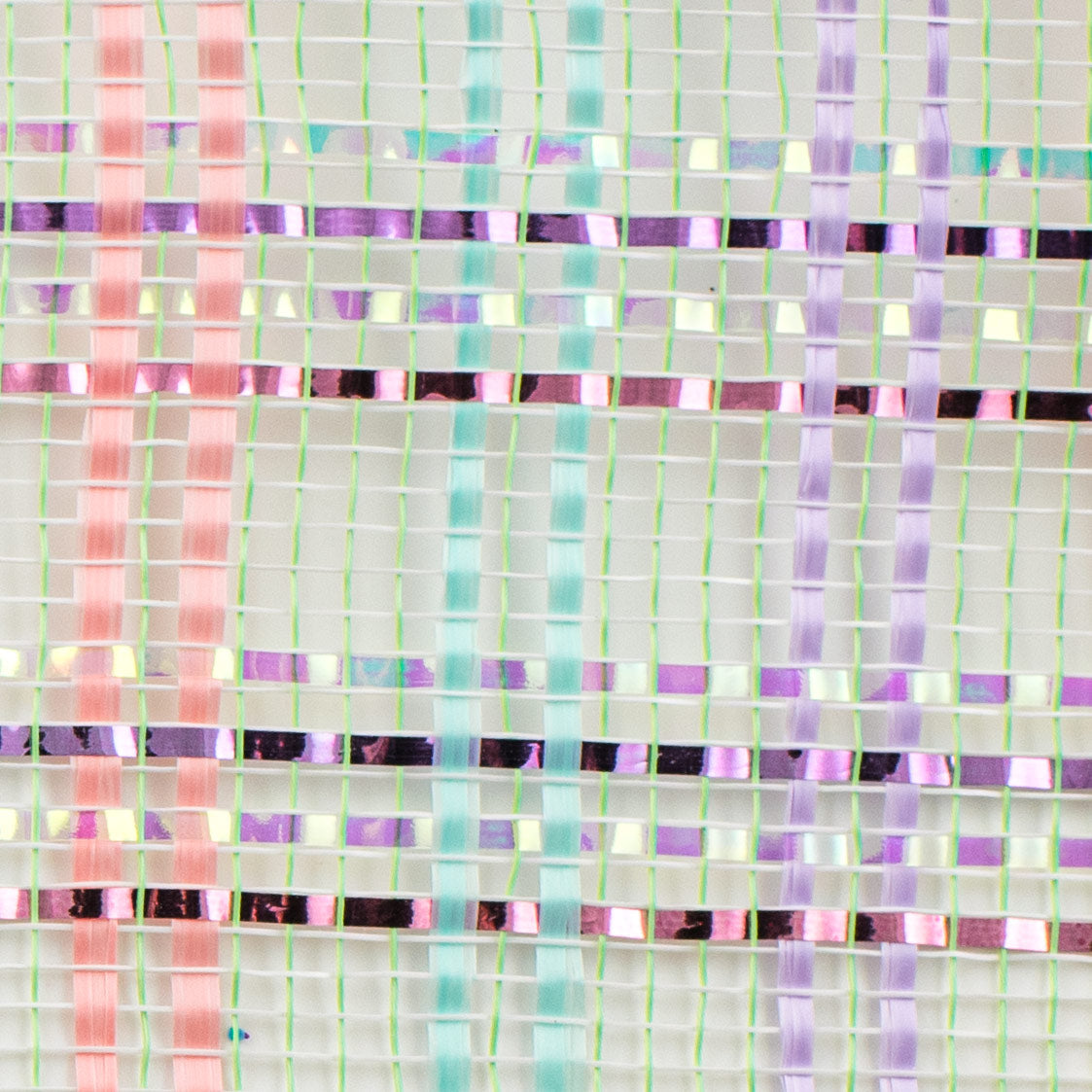 10" Vertical Foil Plaid Mesh: Lime, Pink, Blue, Lavender detail photo 3