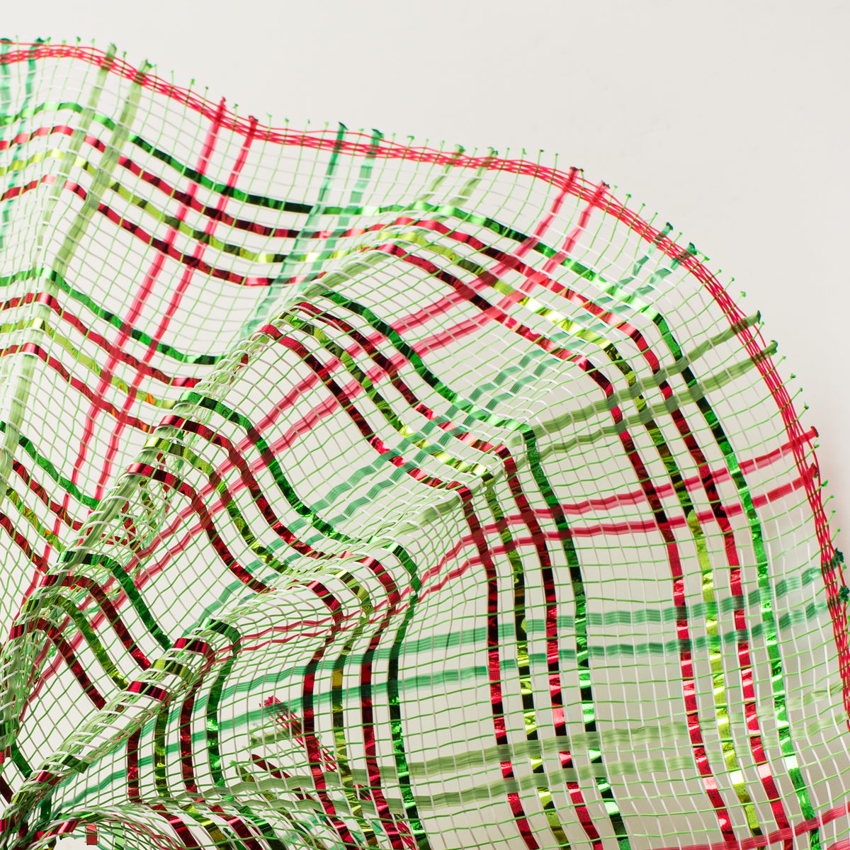 10" Vertical Foil Plaid Mesh: Lime, Red, Emerald Green Lifestyle Photo