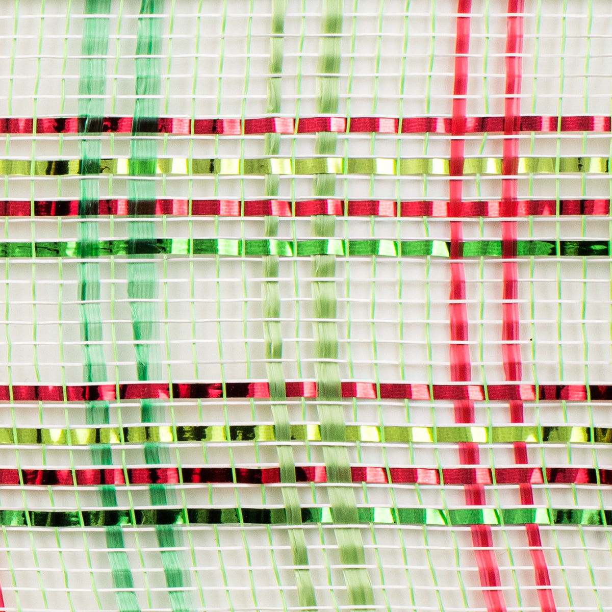 10" Vertical Foil Plaid Mesh: Lime, Red, Emerald Green detail photo 3