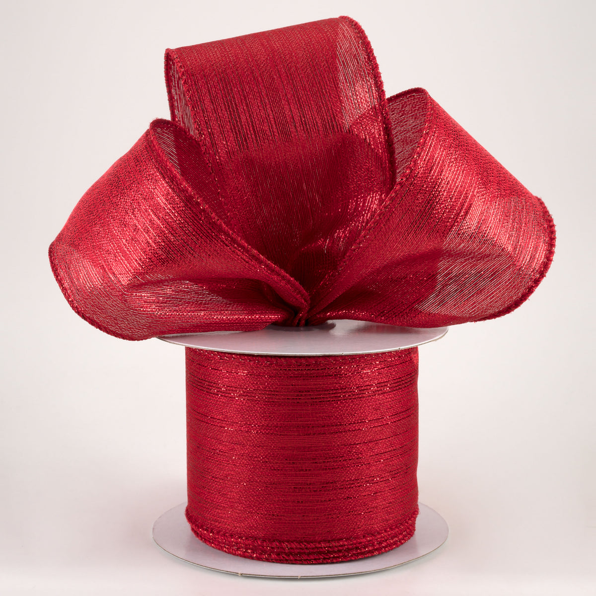 2.5" Vertical Metallic Stripe Ribbon: Red (10 Yards) Lifestyle Photo