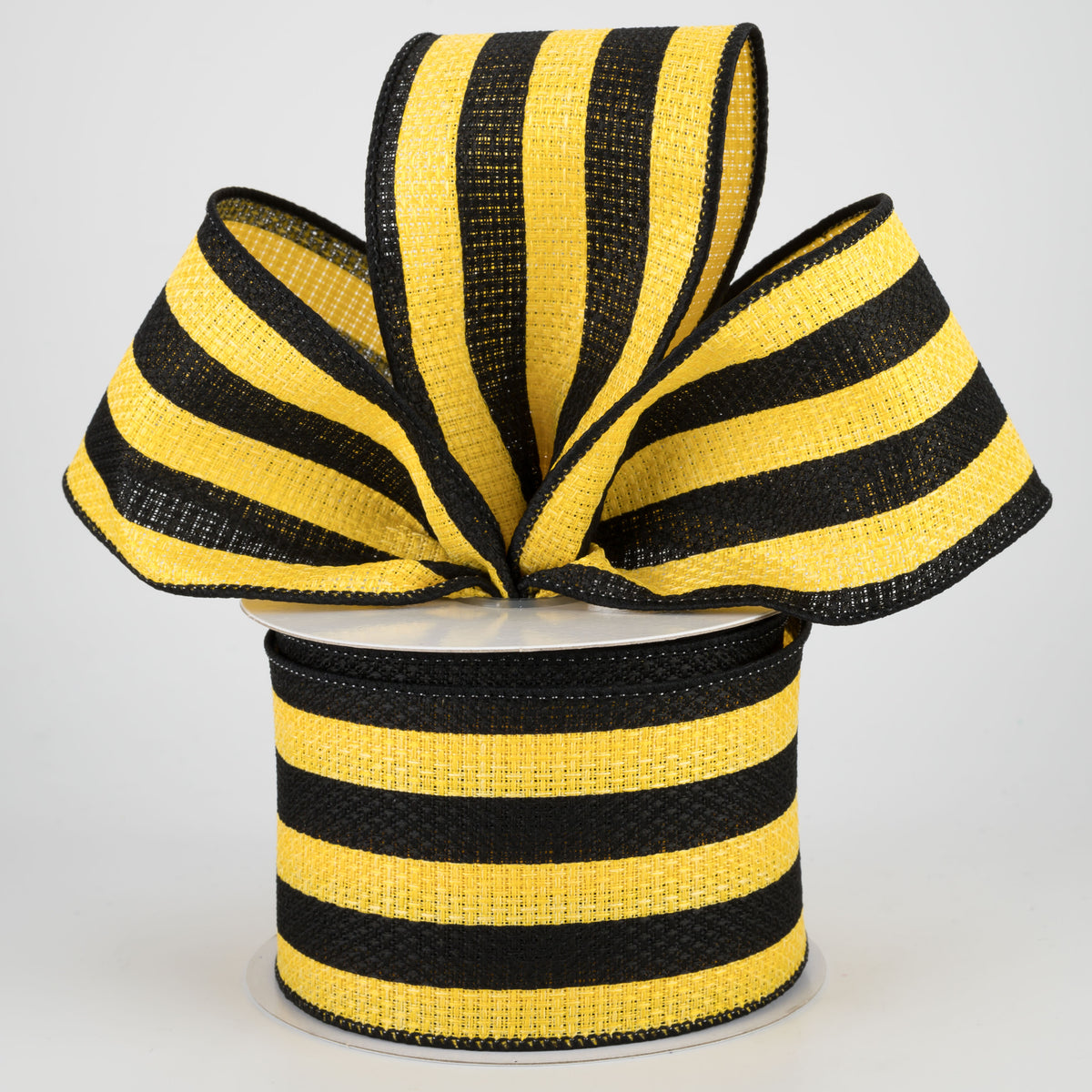 2.5" Vertical Stripe Faux Burlap Ribbon: Black & Sun Yellow (10 Yards) Lifestyle Photo
