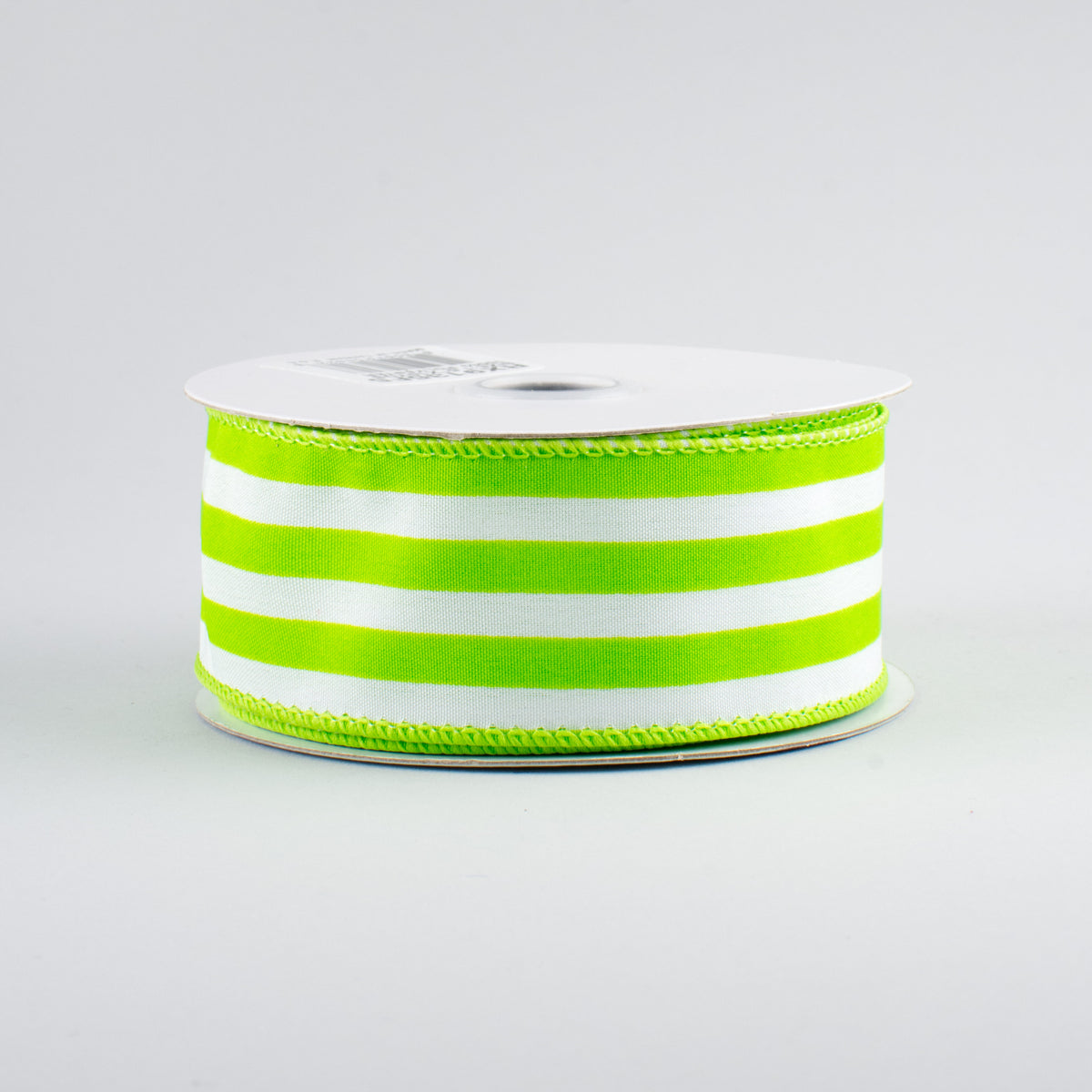 1.5" Vertical Stripe Ribbon: Lime Green & White (10 Yards)
