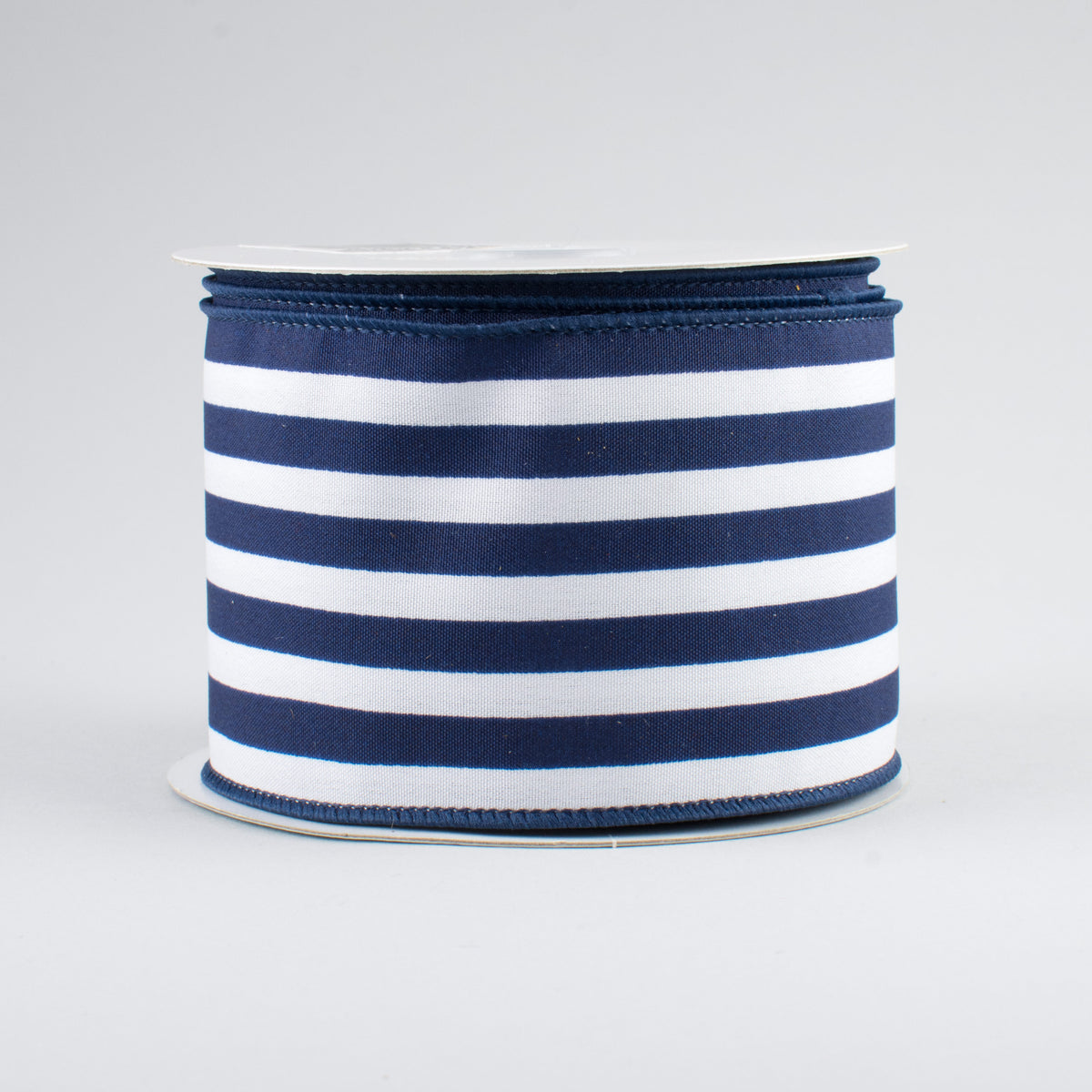 2.5" Vertical Stripe Ribbon: Navy Blue & White (10 Yards)