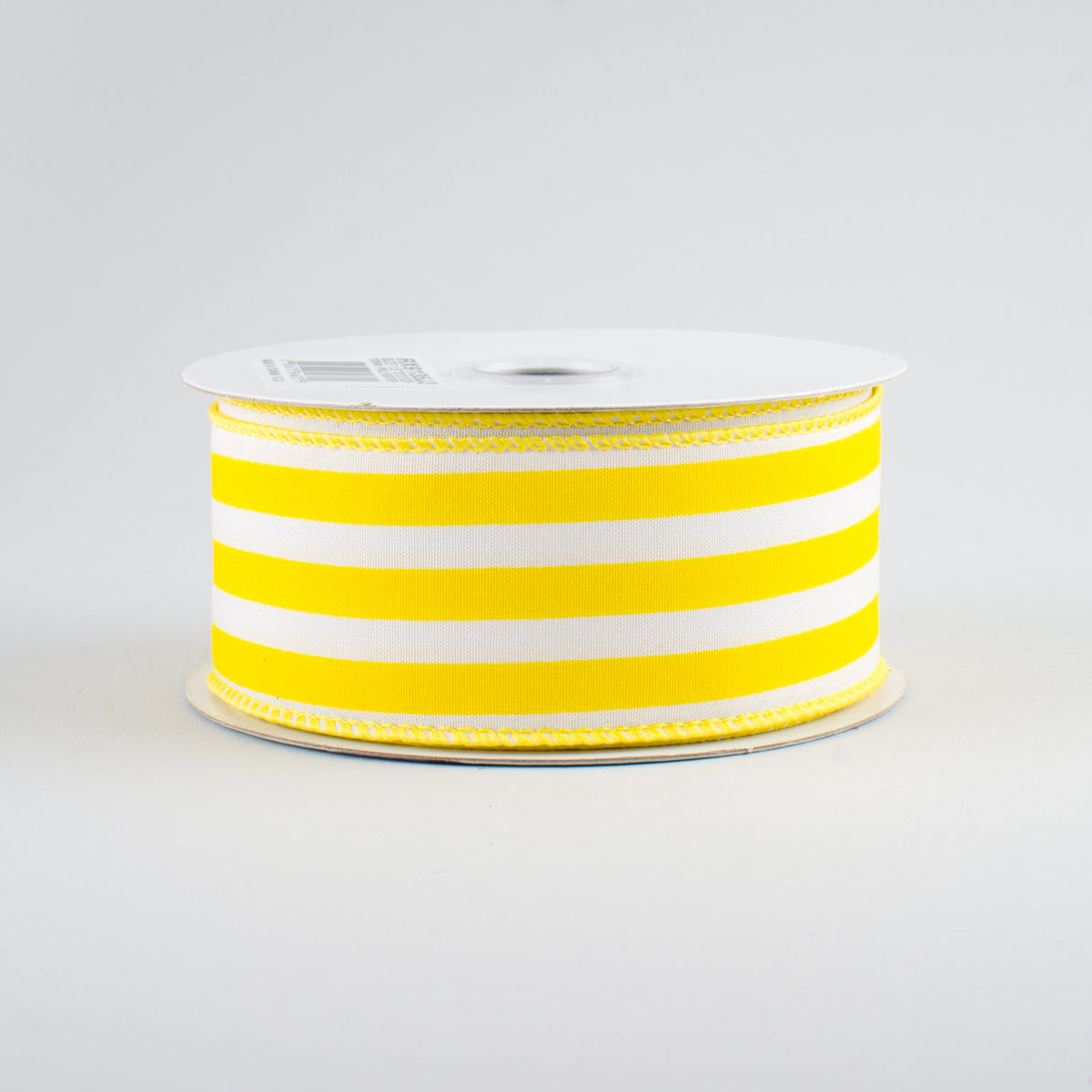 1.5" Vertical Stripe Ribbon: Yellow & White (10 Yards)