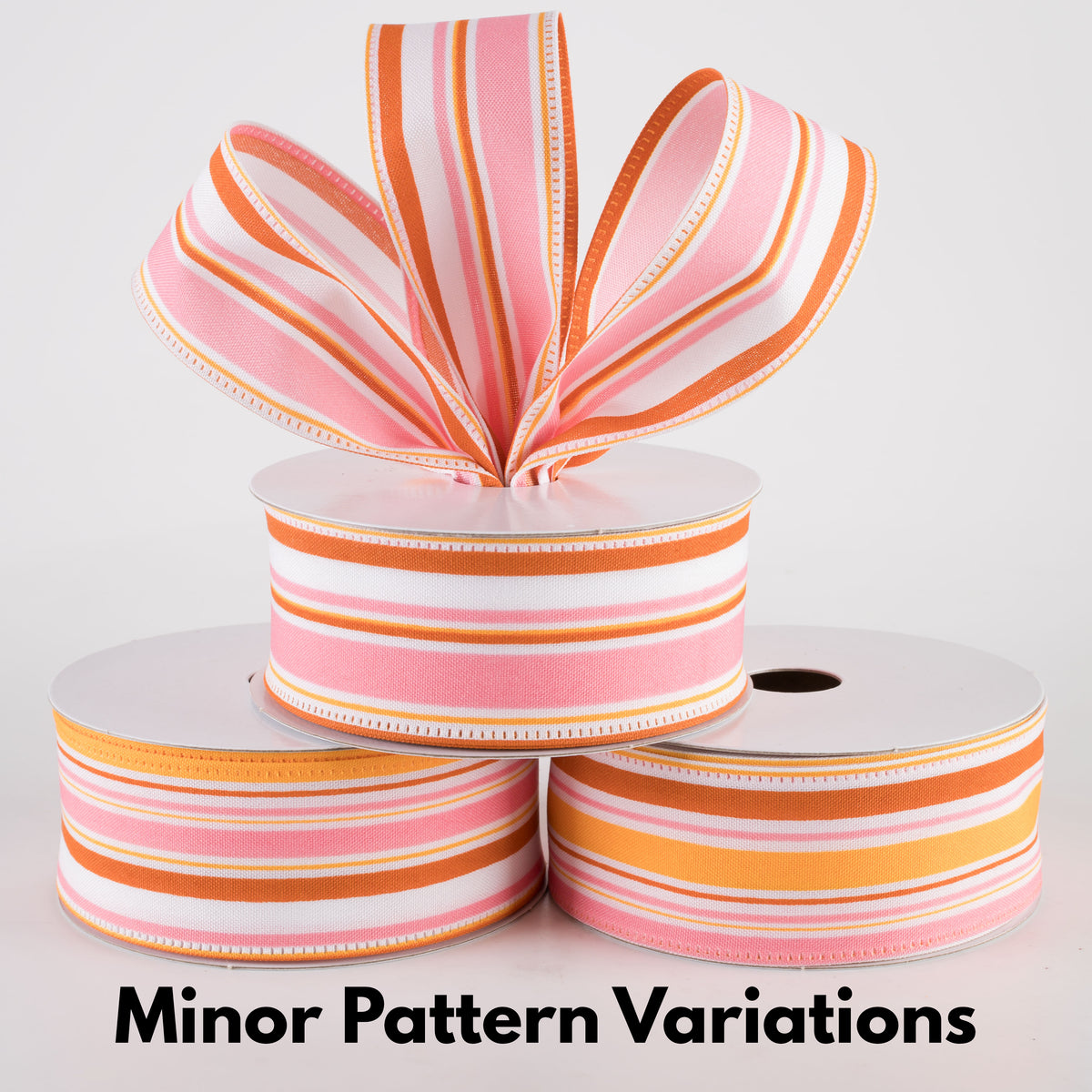 1.5" Vertical Stripes Ribbon: Pink, Orange & Rust (10 Yards) Lifestyle Photo