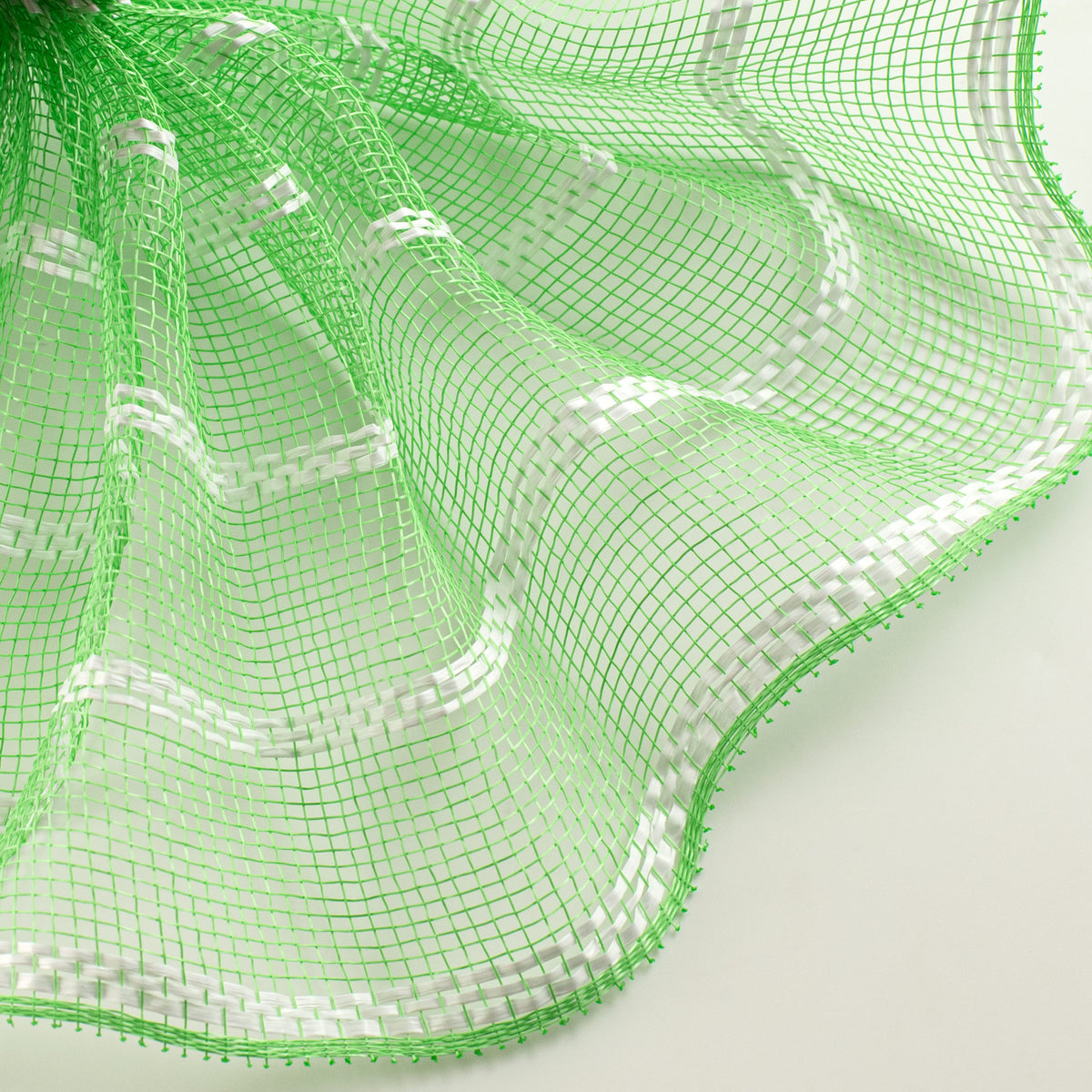 10" Vertical Wide Stripe Mesh: Lime Green & White Lifestyle Photo