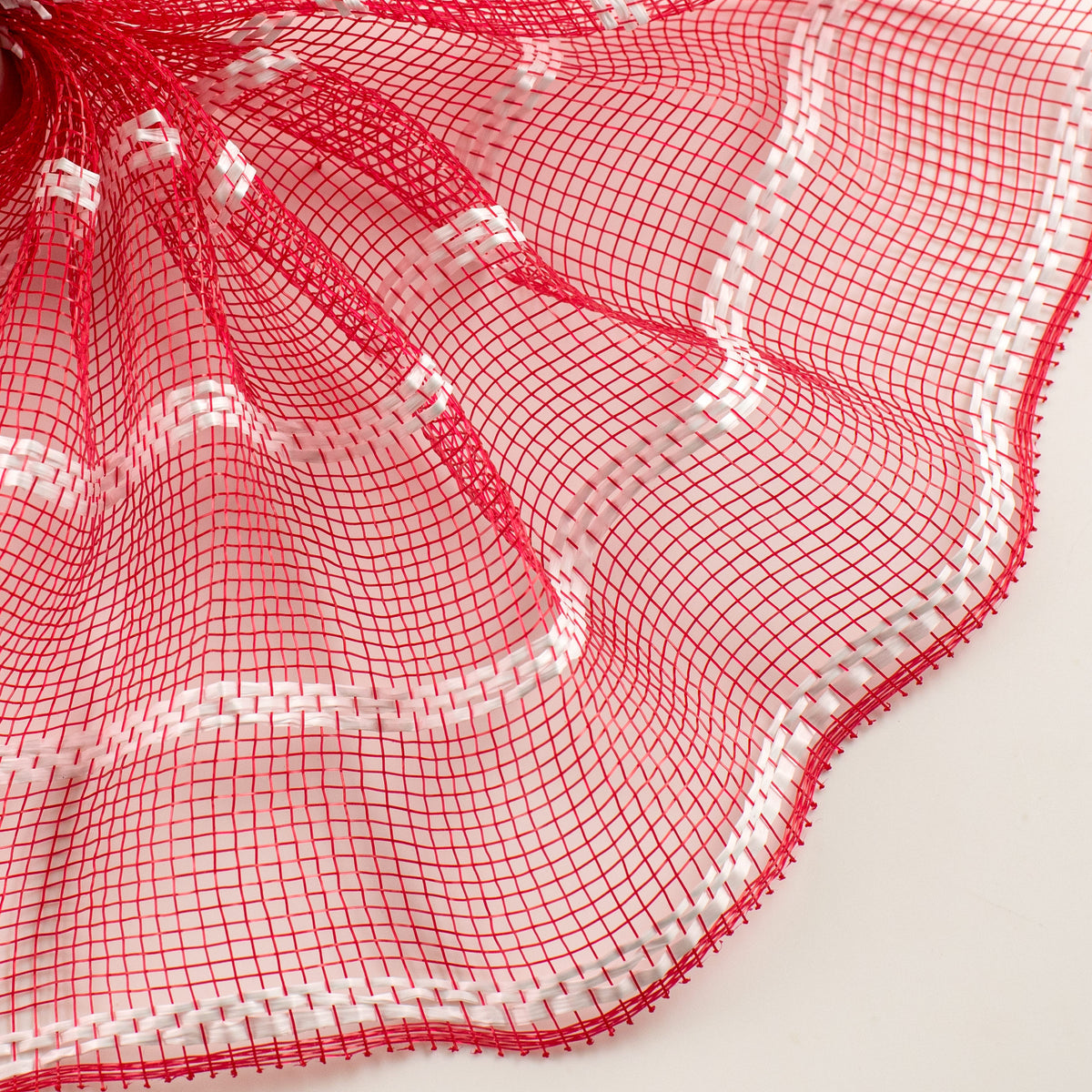 10" Vertical Wide Stripe Mesh: Red & White Lifestyle Photo
