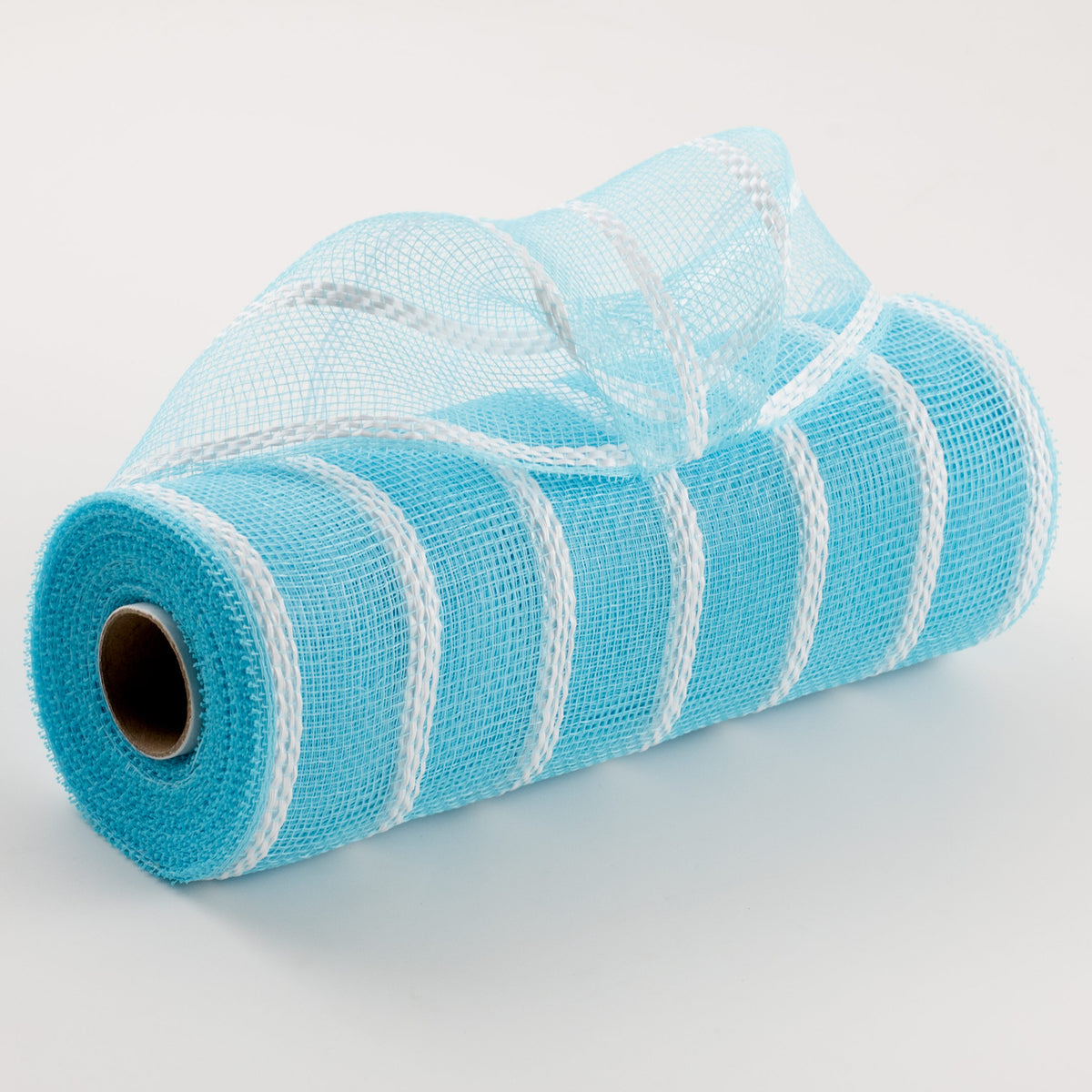 10" Vertical Wide Stripe Mesh: Turquoise & White Item Number: RE8903HJ