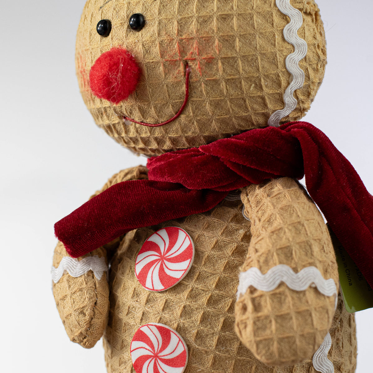 8" Waffle Fabric Gingerbread Man Decor detail photo 3