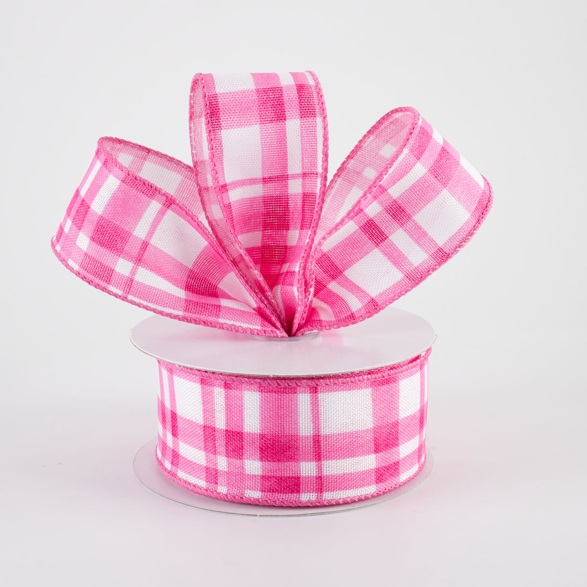 1.5 Watercolor Tuttola Plaid Ribbon: Pink (10 Yards) Lifestyle Photo